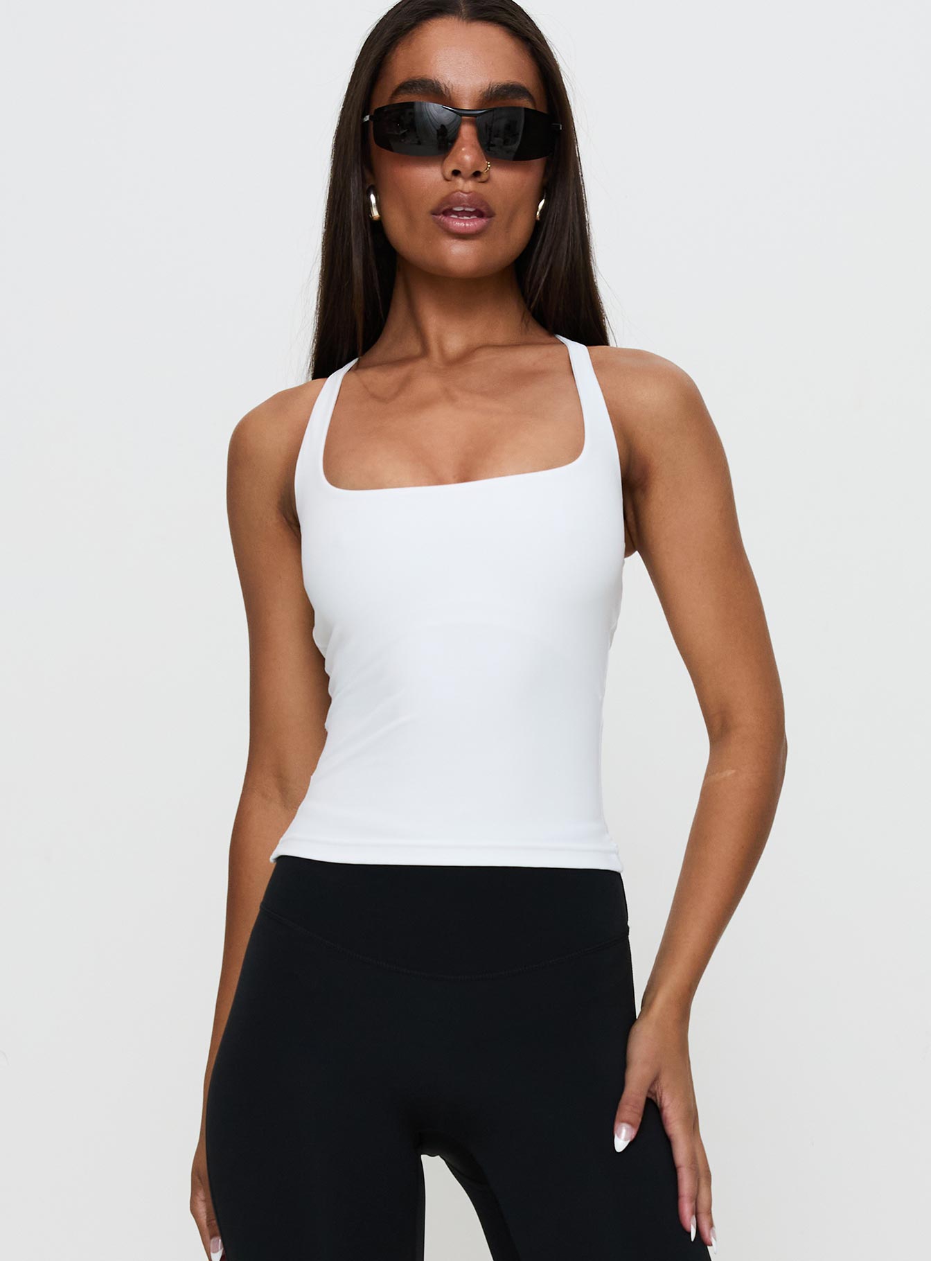Layup Active Longline Cross Back Top White - Image 2