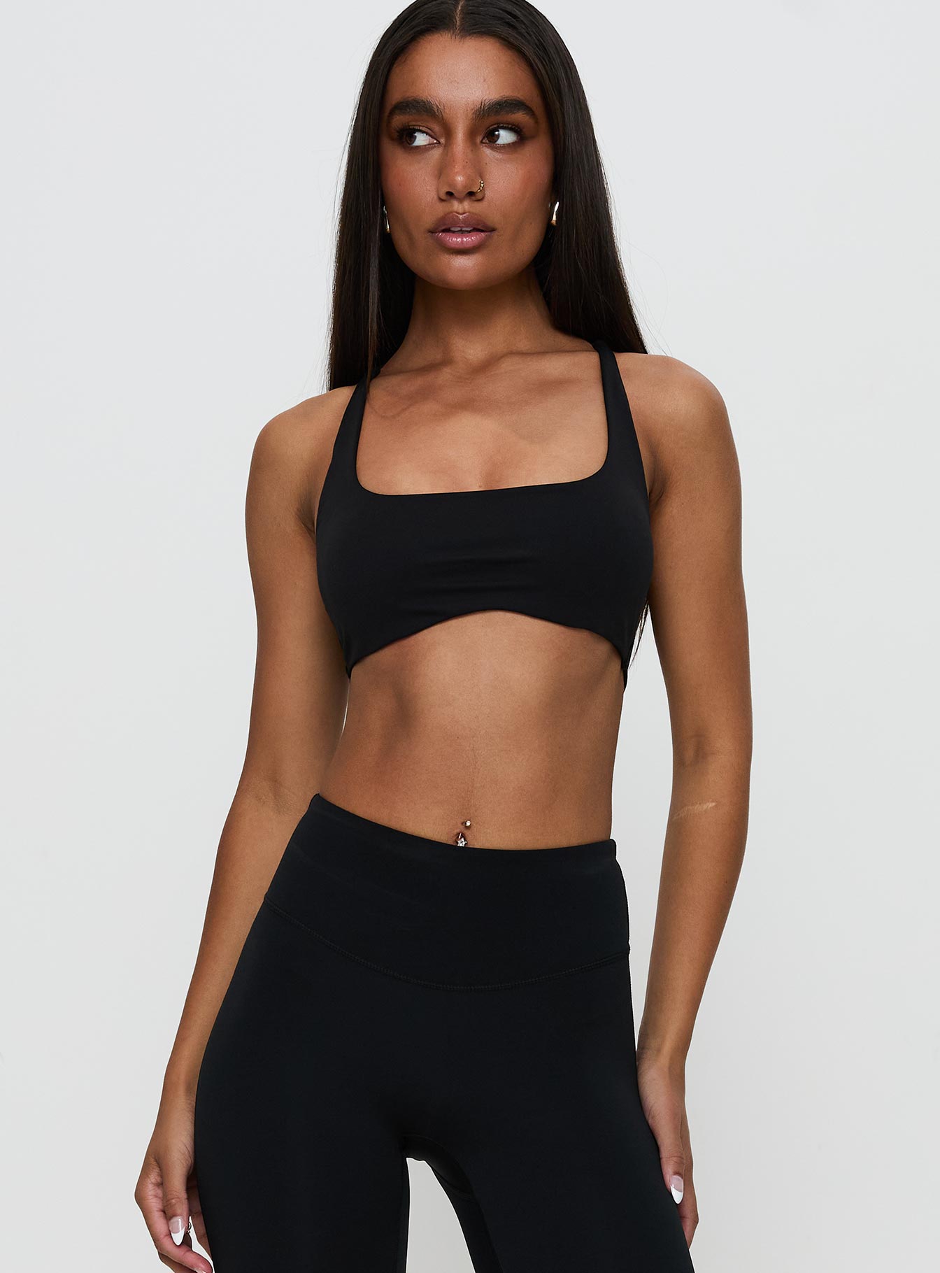 Alternative view of Finish Line Active Cross Back Top Black
