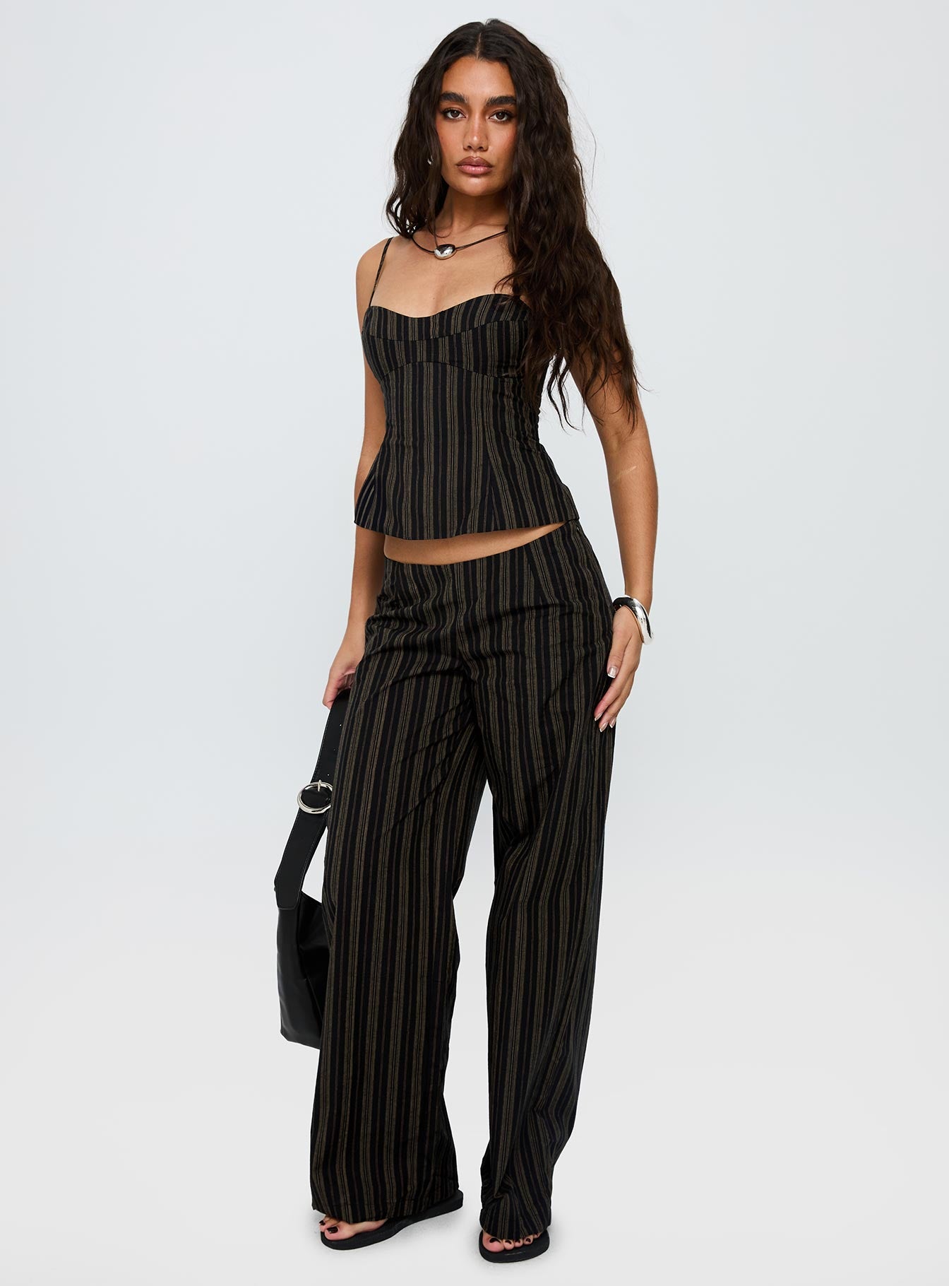 Alternative view of Kierstyn Corset Set Black Stripe Petite