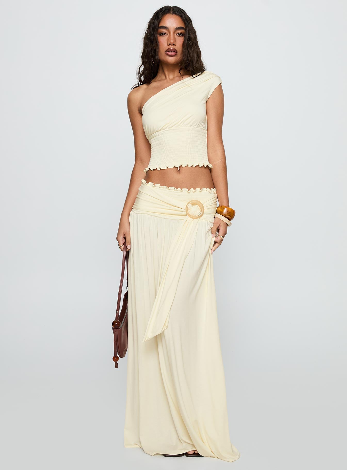 Alternative view of Full Orbit Shirred Maxi Skirt Cream