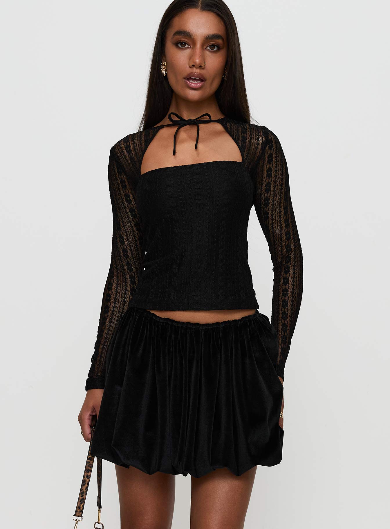Alternative view of Georgiana Bubble Hem Mini Skirt Black