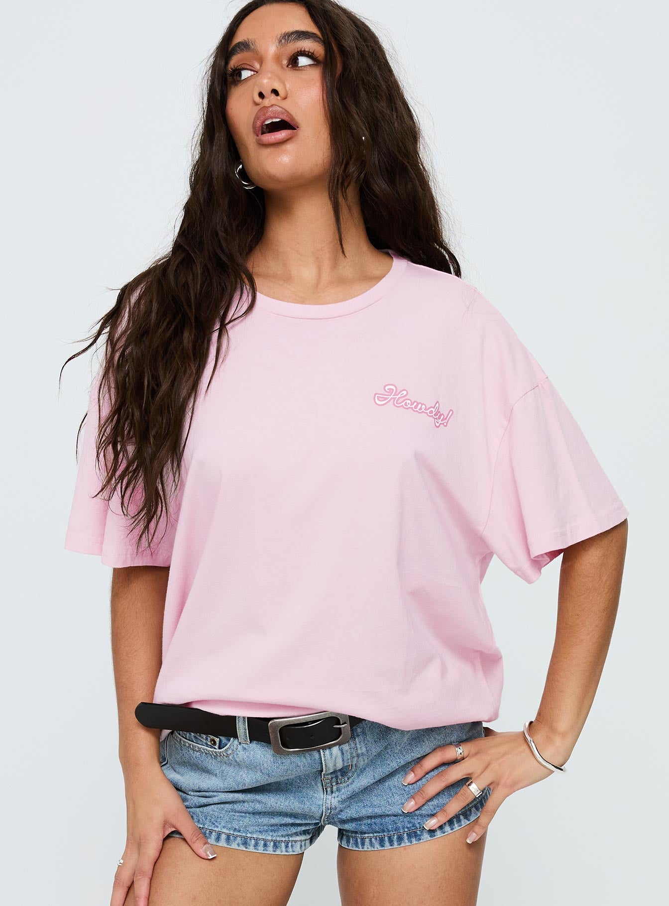 Alternative view of Howdy Partner Oversized Graphic Tee Pink