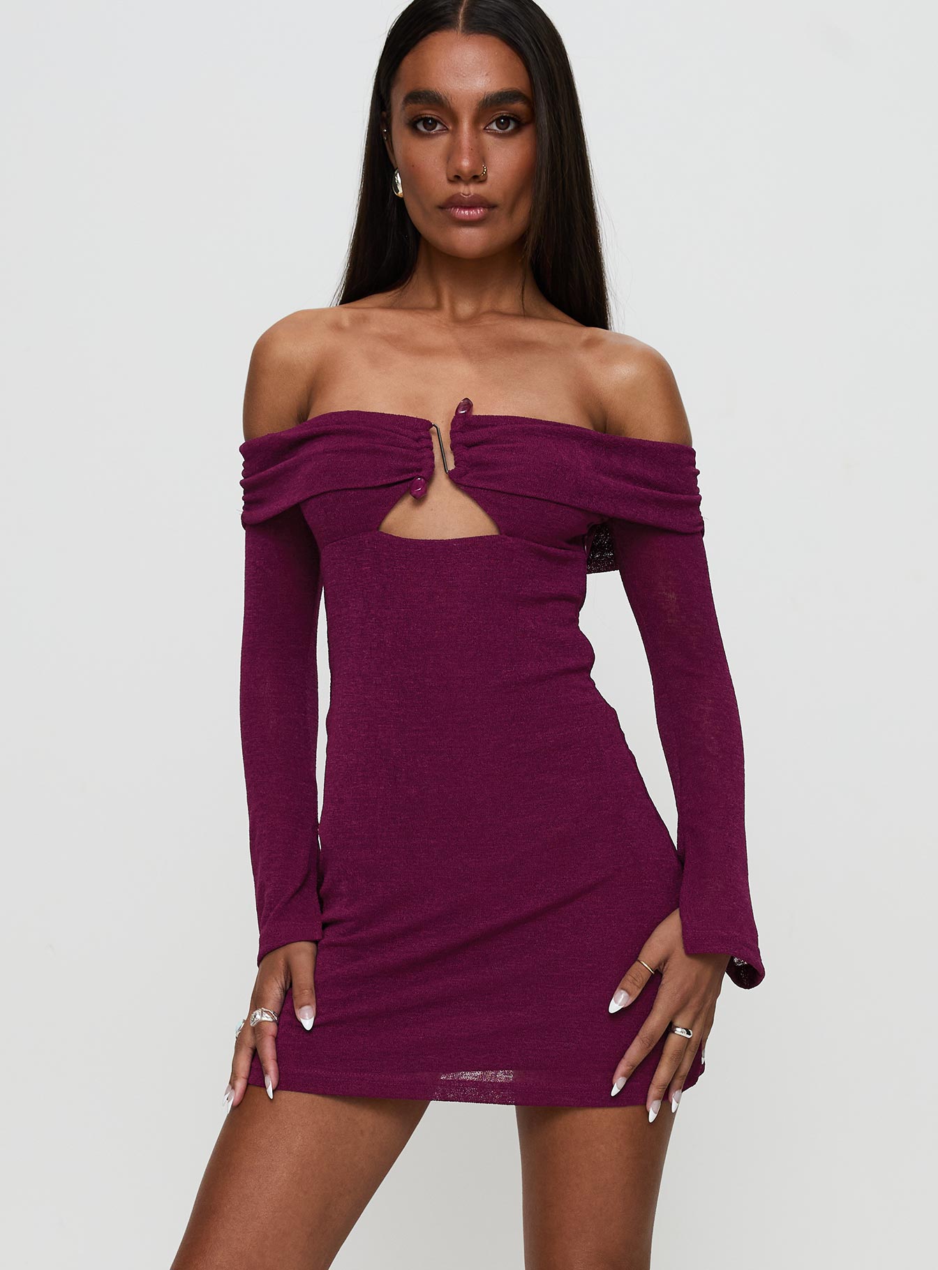 Alternative view of Firenza Long Sleeve Mini Dress Purple