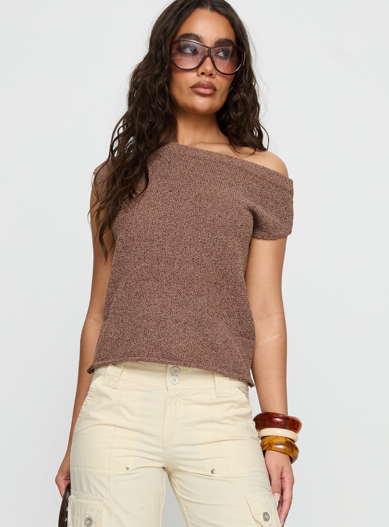 Alternative view of Ashfield Off Shoulder Top Brown