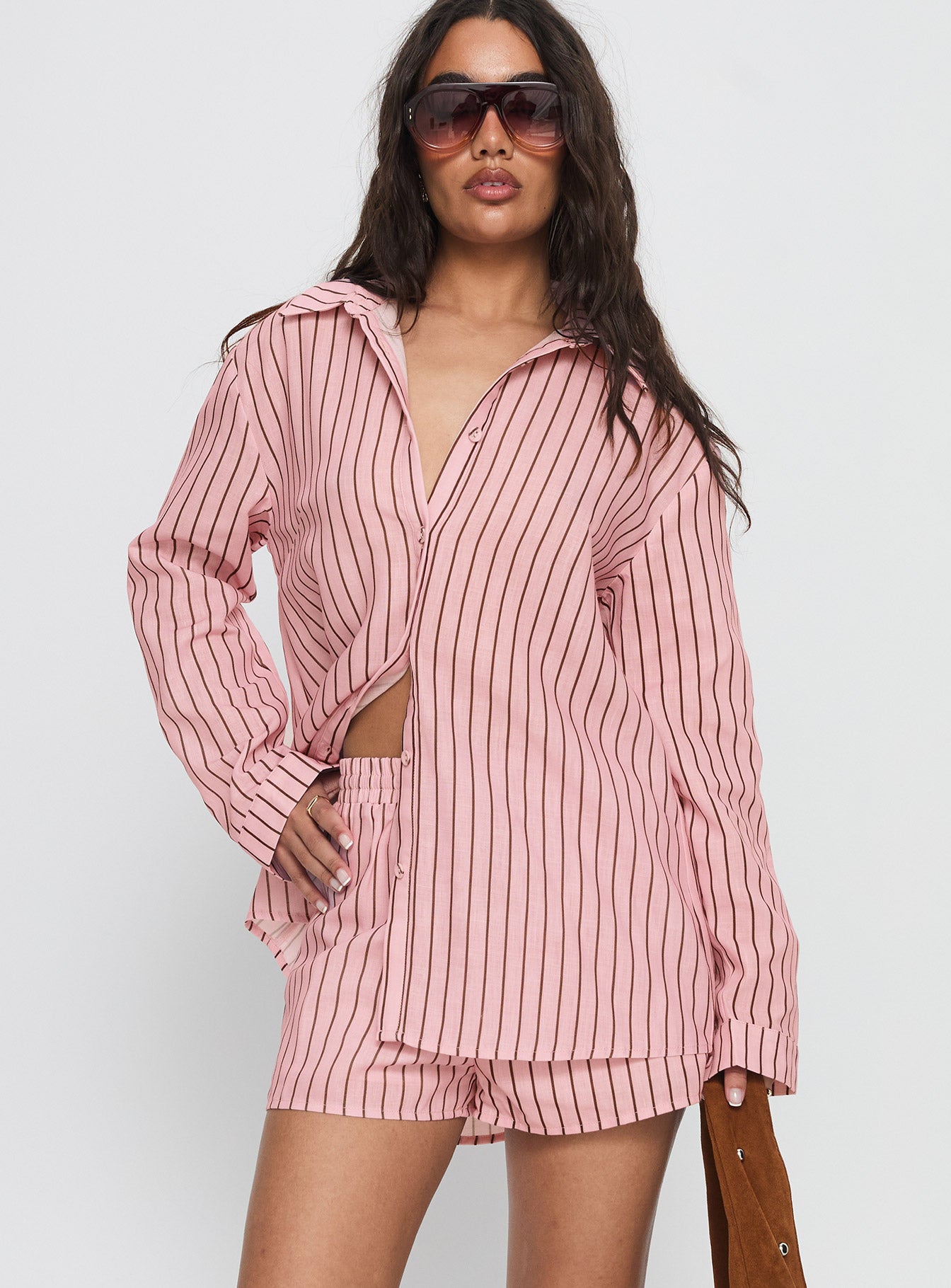 Alternative view of Chloe Set Pink / Brown Stripe