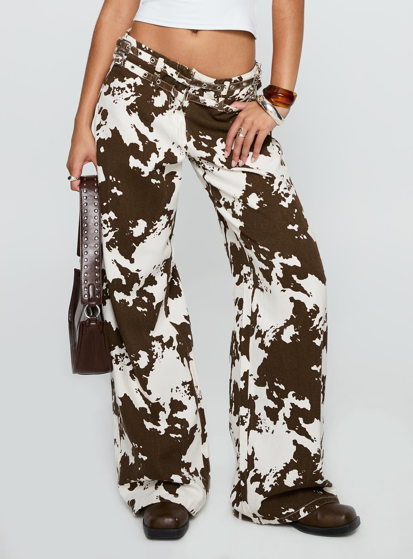 Alternative view of Baccarat Mid Rise Wide Leg Belted Pant Cow Print