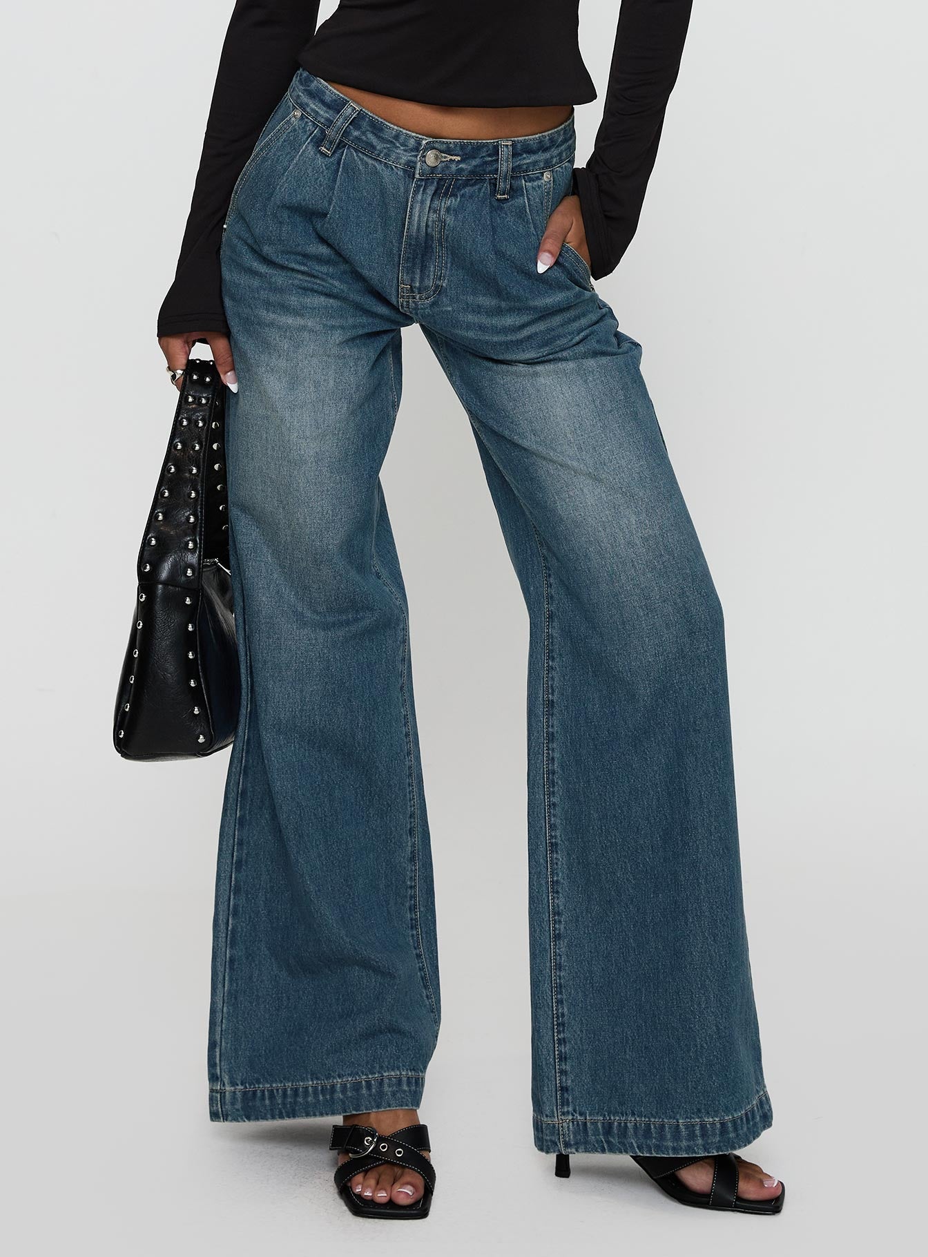 Laguardia Mid Rise Wide Leg Jeans Dark Blue Wash - Image 2