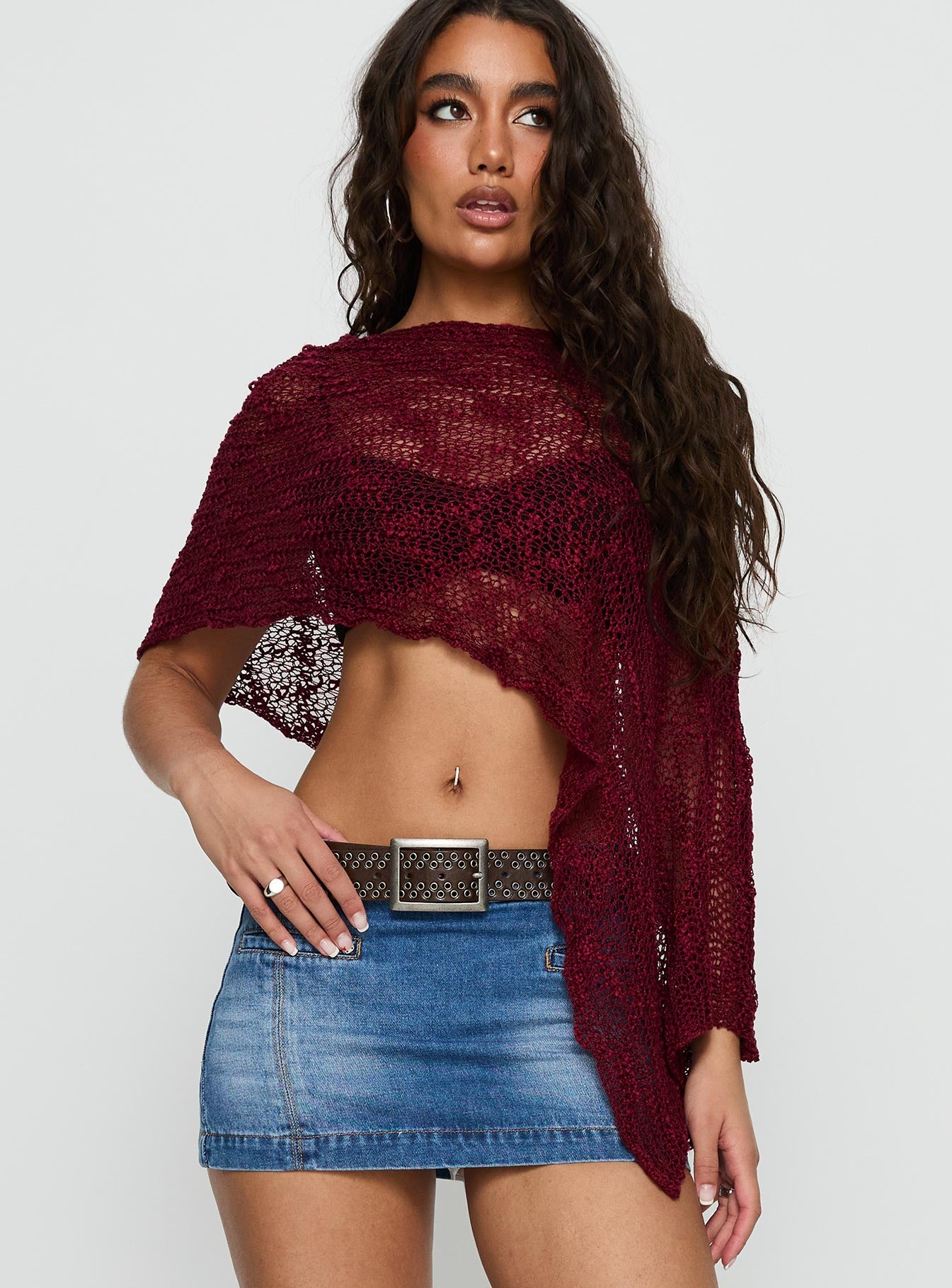 Alternative view of Boni Knit Poncho Wine