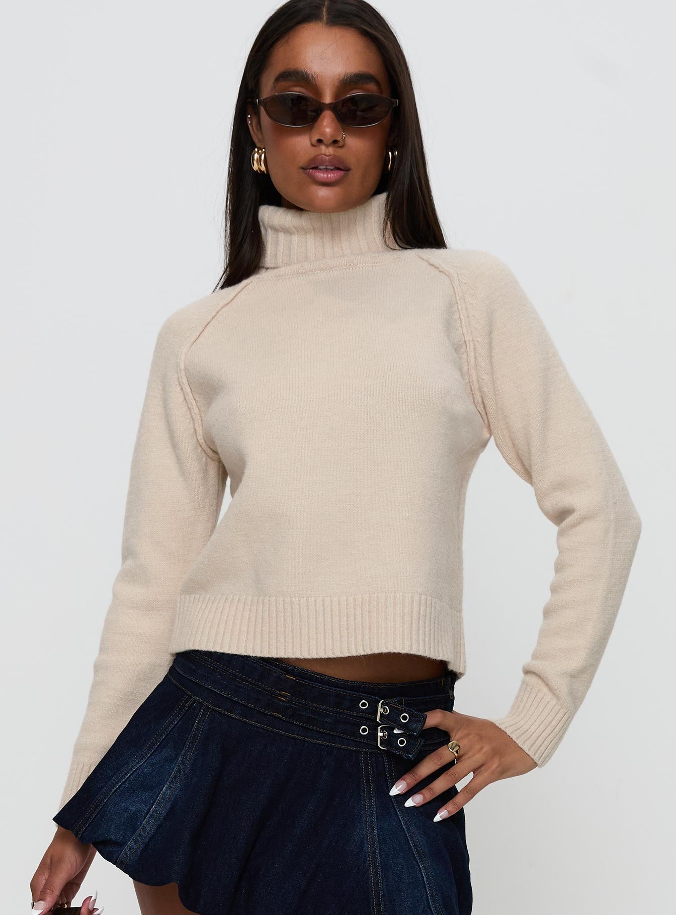 Alternative view of Enrica Funnel Neck Knit Sweater Cream