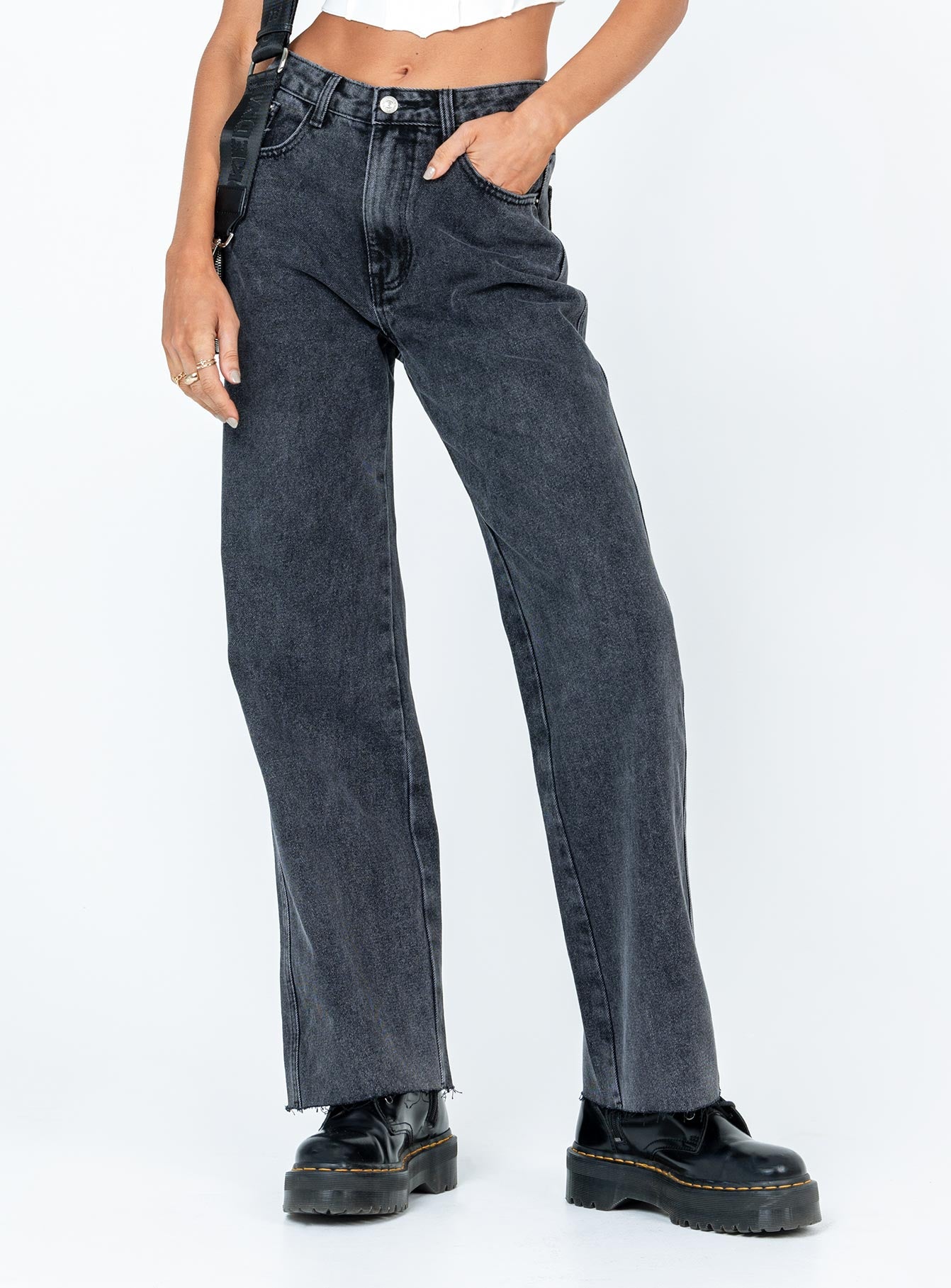 Alternative view of Arlington High Rise Straight Leg Denim Jeans Black
