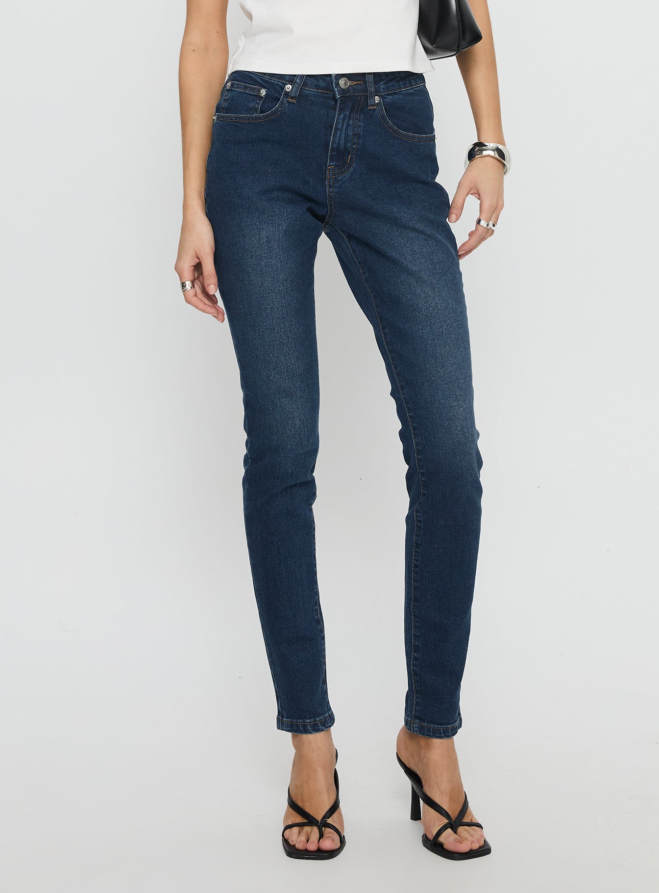 Alternative view of Illyssa Mid Rise Skinny Jeans Mid Blue Wash