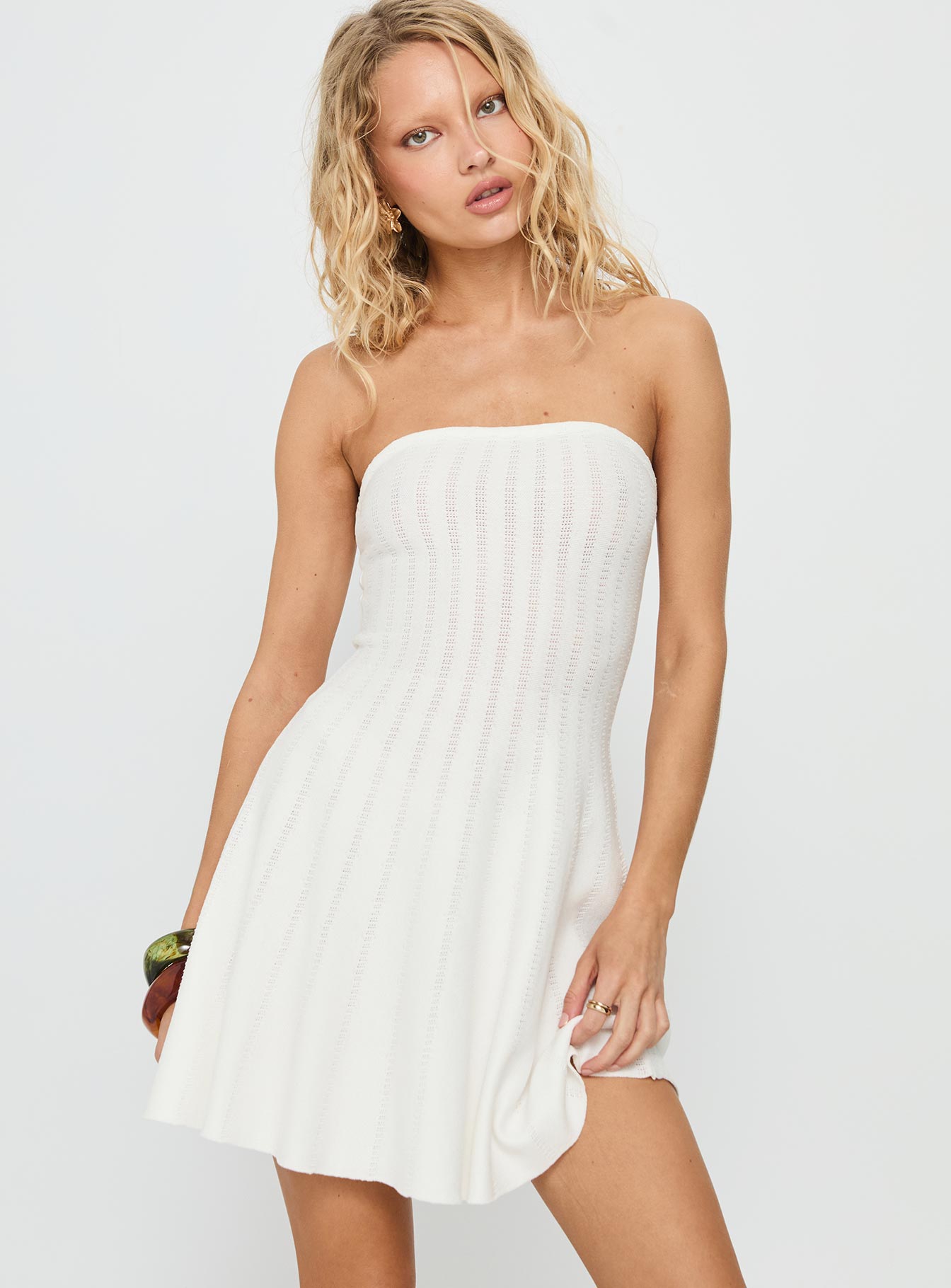 Alternative view of Alaini Strapless Knit Mini Dress White