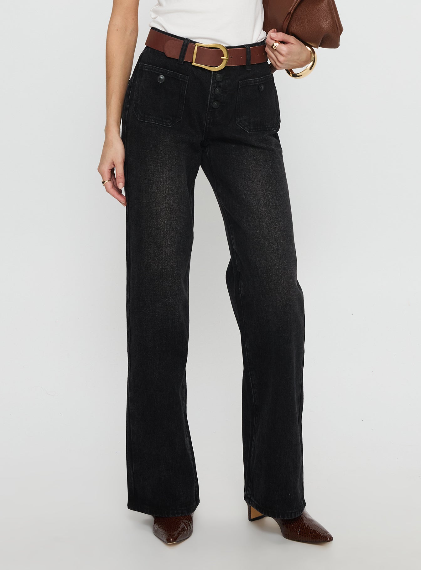 Alternative view of Carianne Low Rise Wide Leg Jeans Washed Black