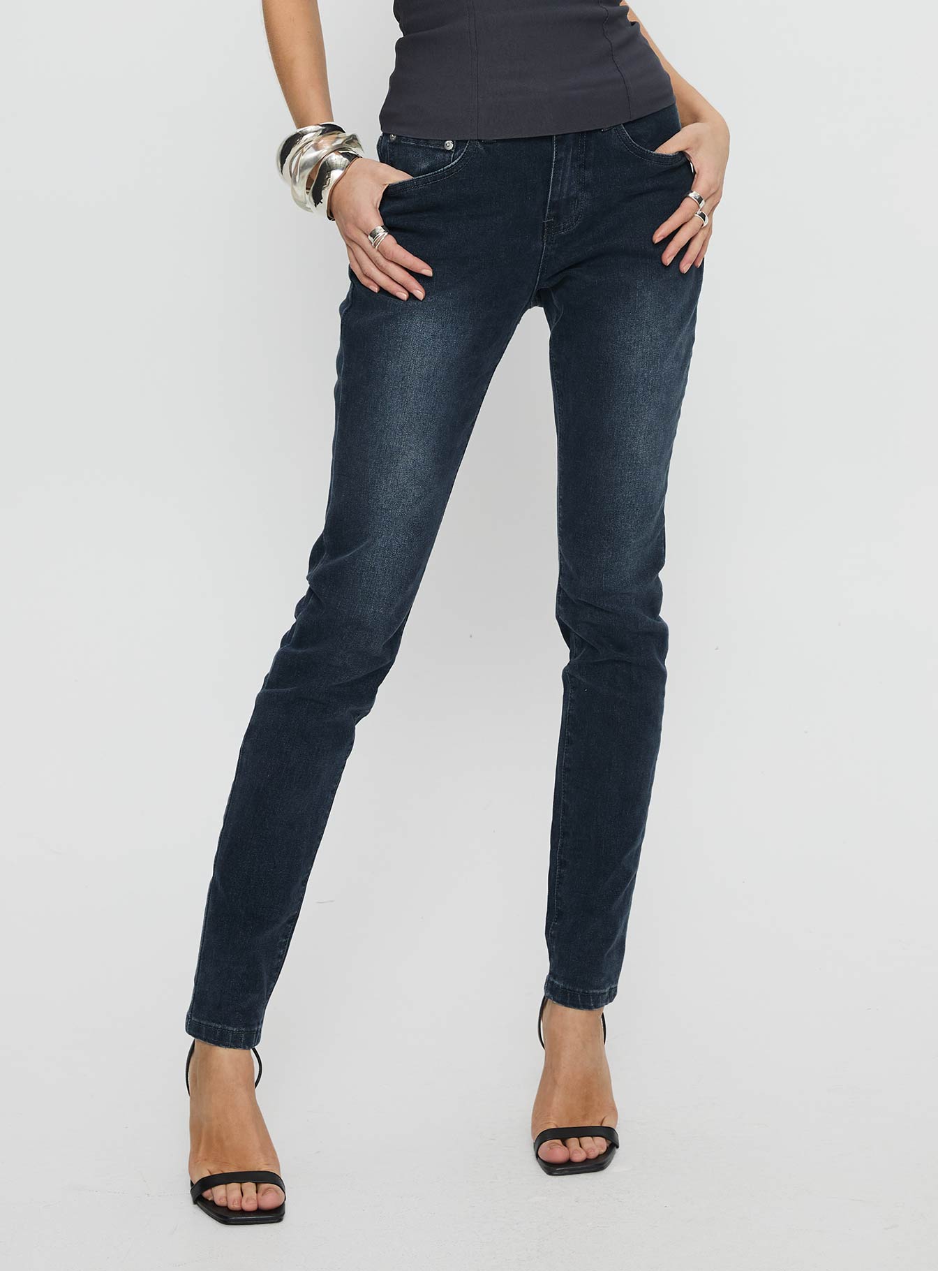 Alternative view of Illyssa Mid Rise Skinny Jeans Washed Charcoal