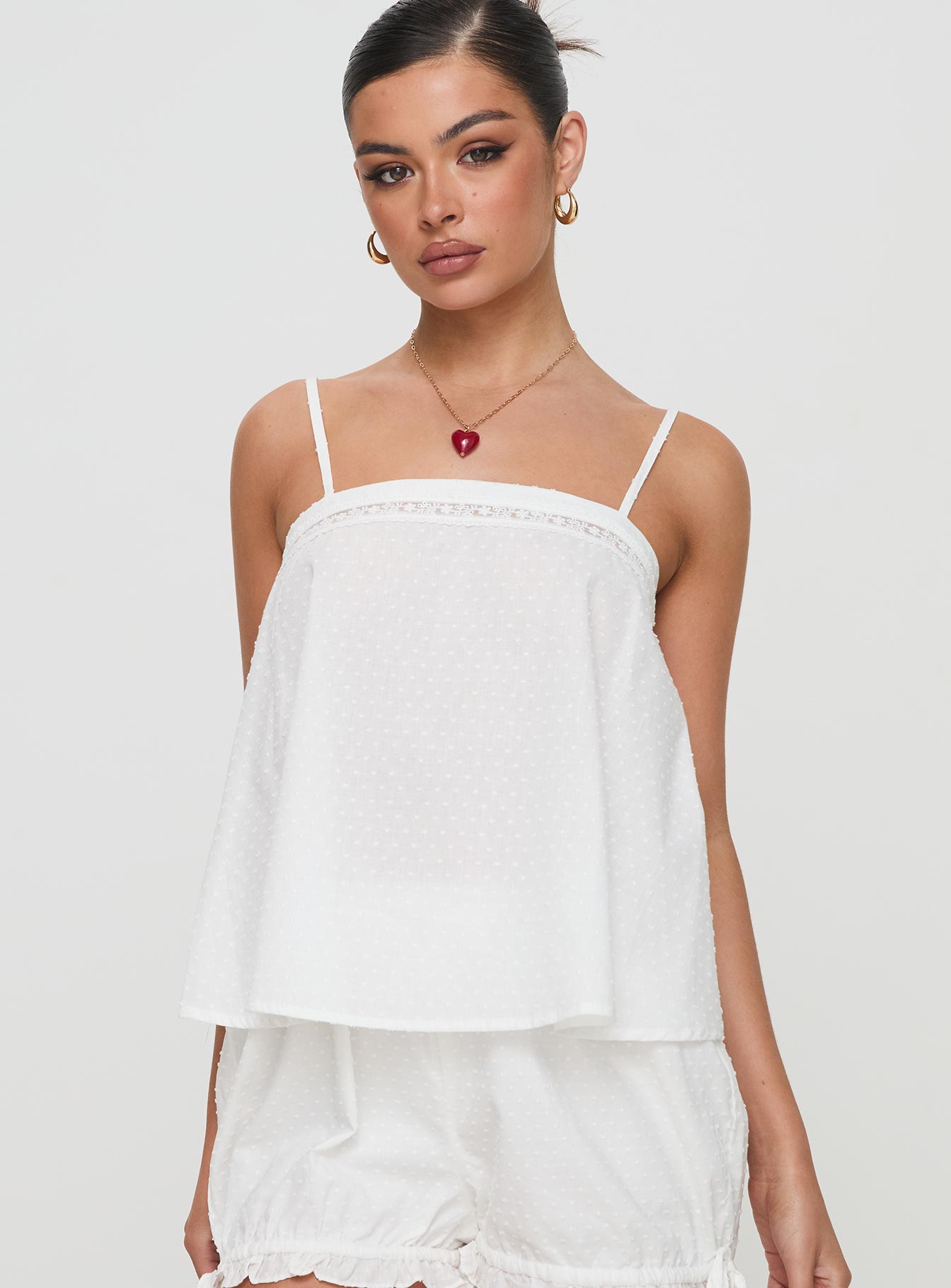 Alternative view of Invisible String Lace Sleep Top White