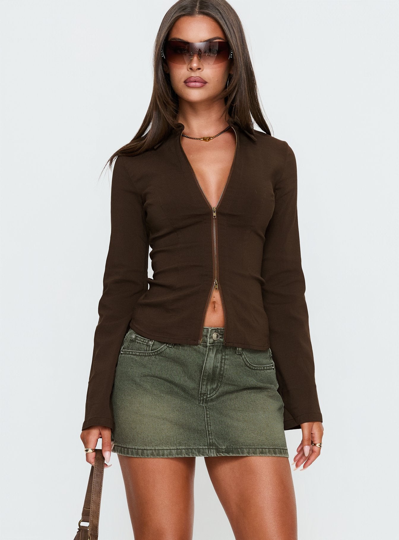 Alternative view of Laynee Butterfly Mini Skirt Washed Green