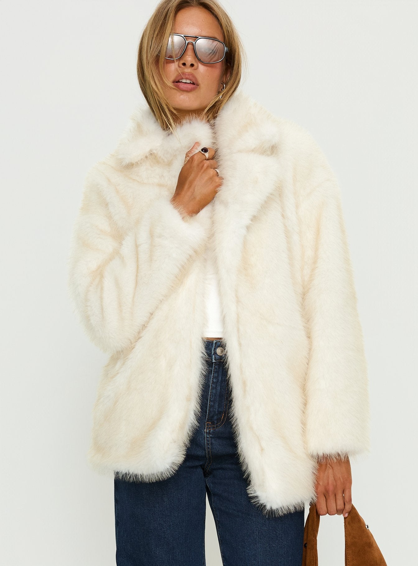Alternative view of Clova Faux Fur Coat White