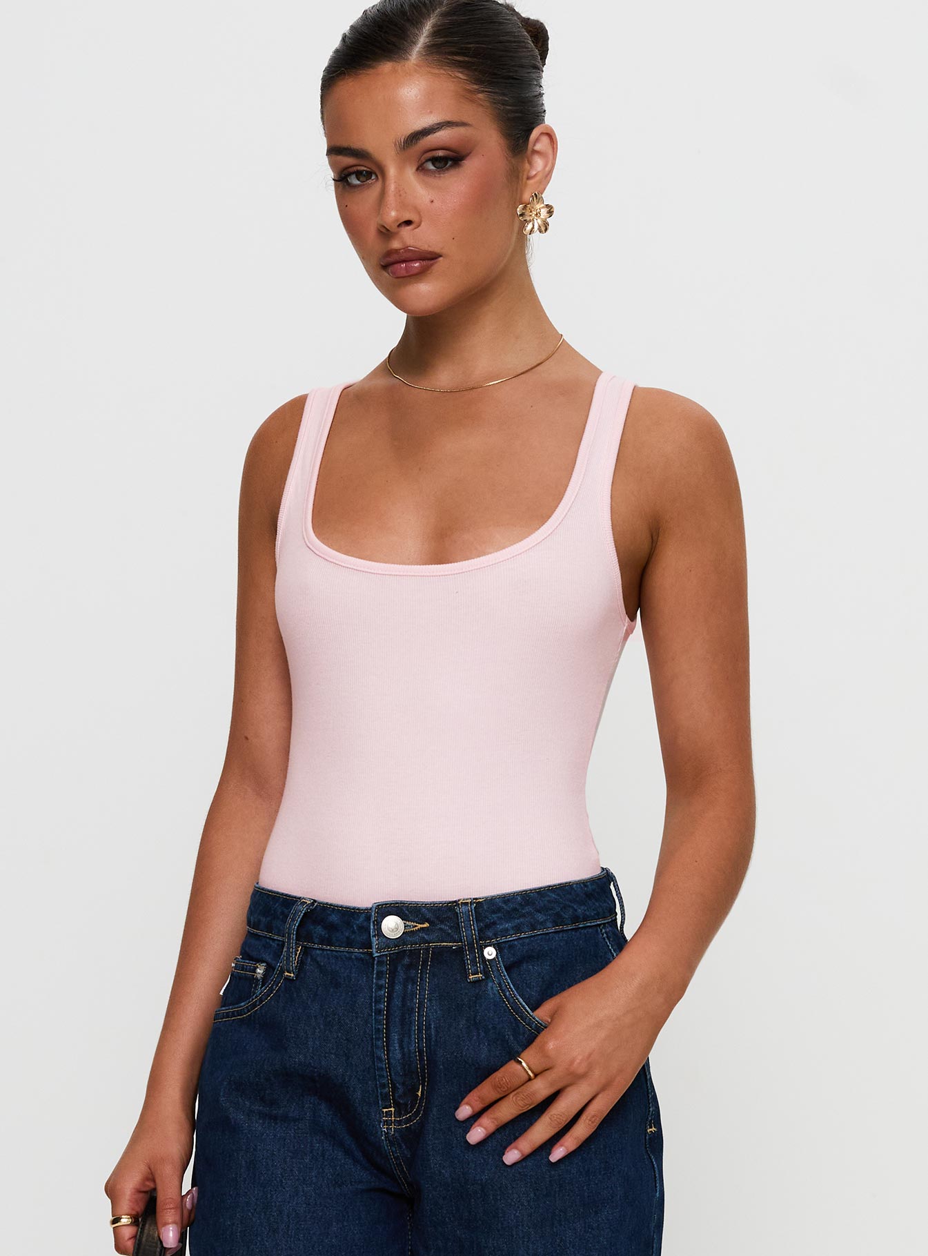 Alternative view of Baseline Rib Bodysuit Pink