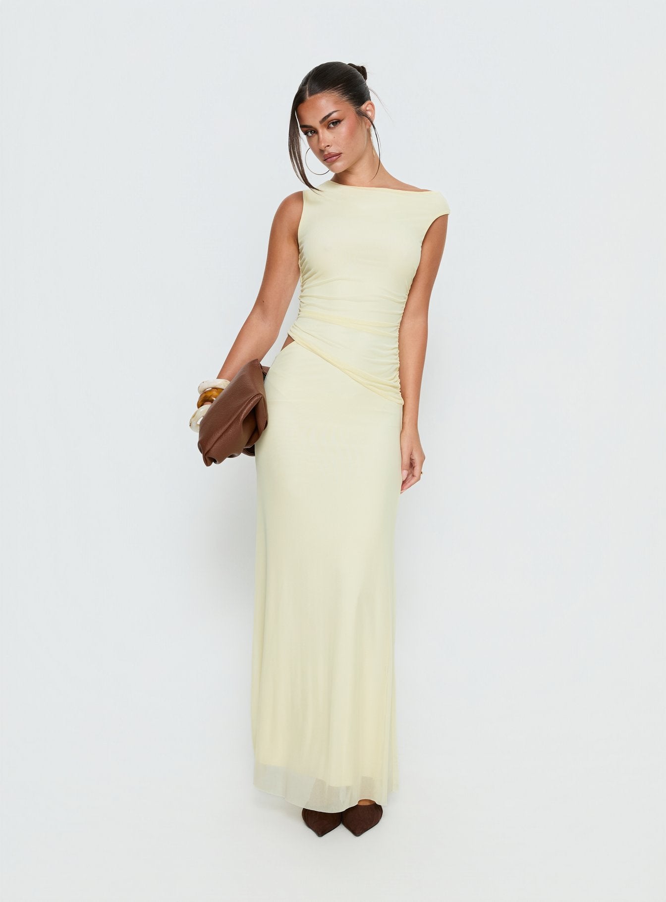 Alternative view of Krystyna Off Shoulder Ruched Mesh Maxi Dress Butter