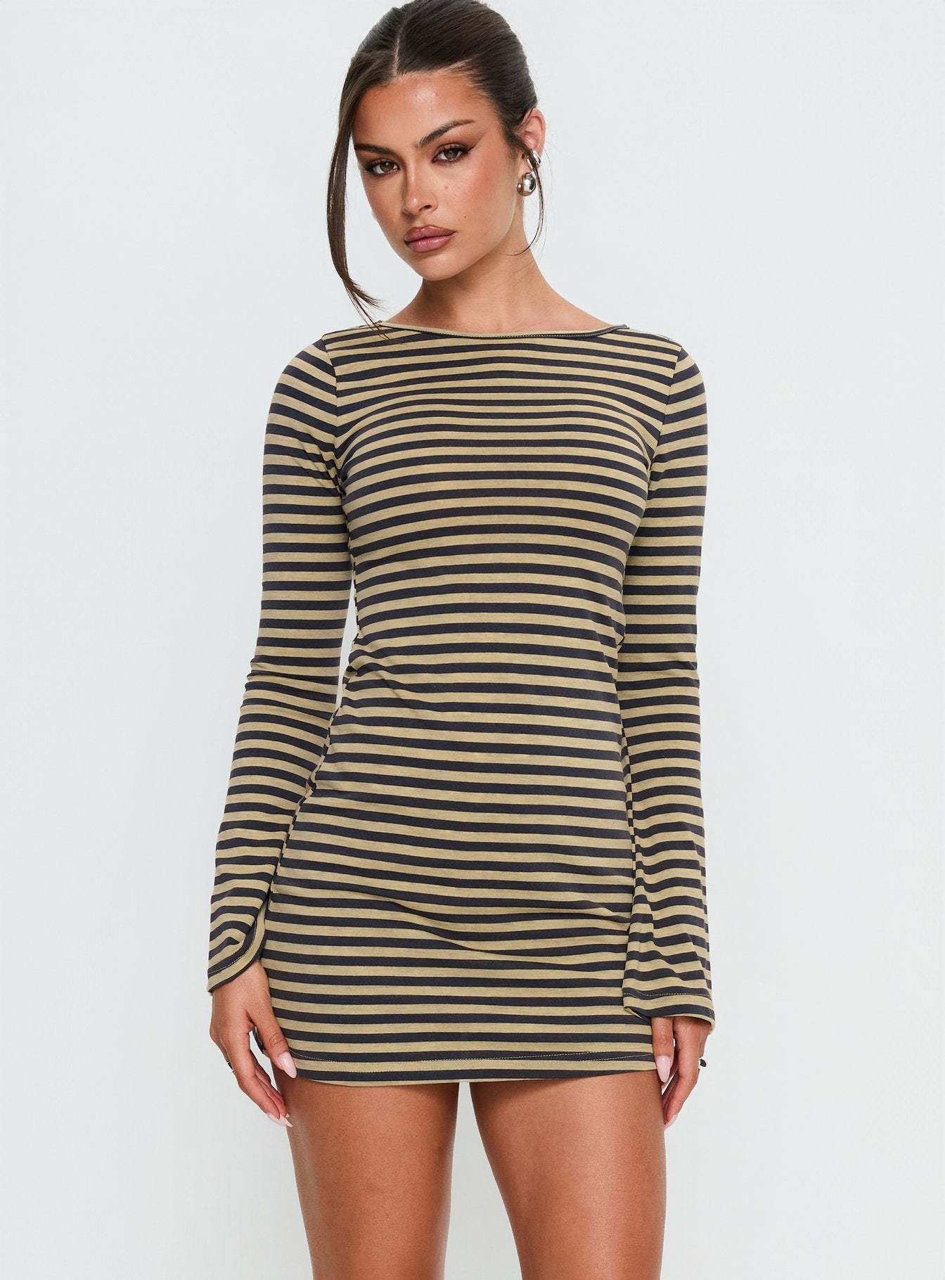 Alternative view of Bryanna Long Sleeve Mini Dress Yellow / Navy