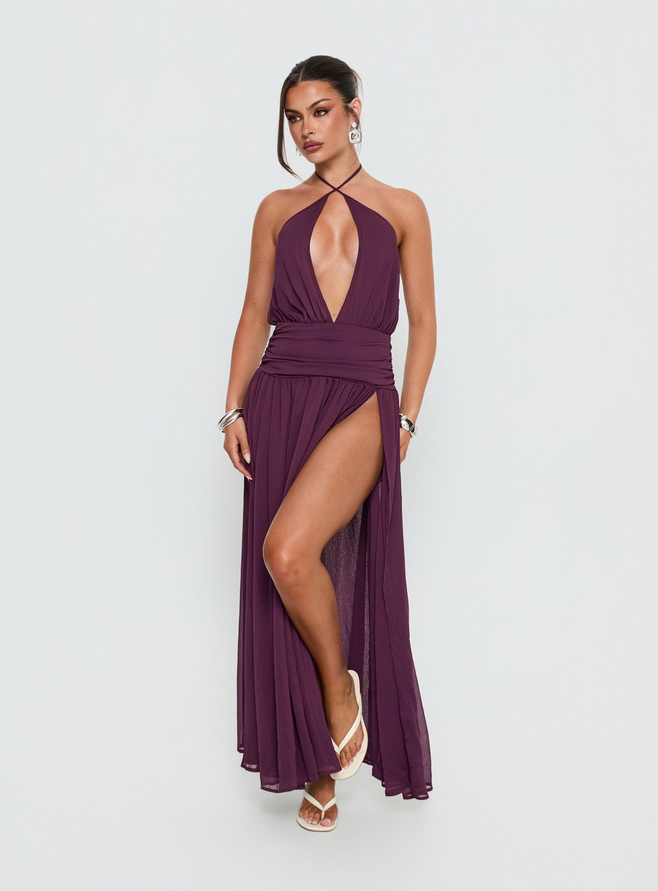 Alternative view of Catherina Blouson Halter Maxi Dress Deep Purple