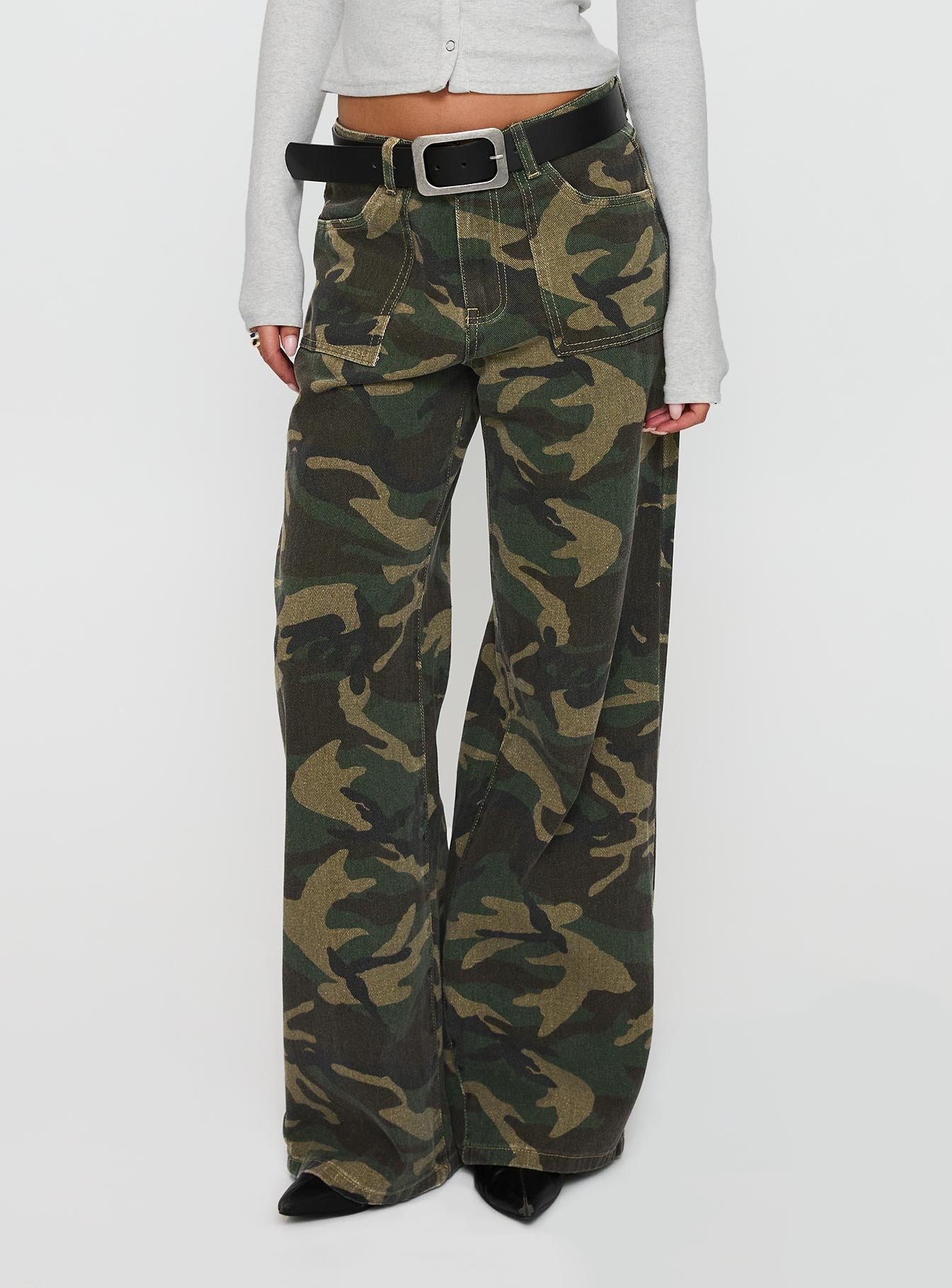 Alternative view of Briony Mid Rise Wide Leg Jeans Camouflage