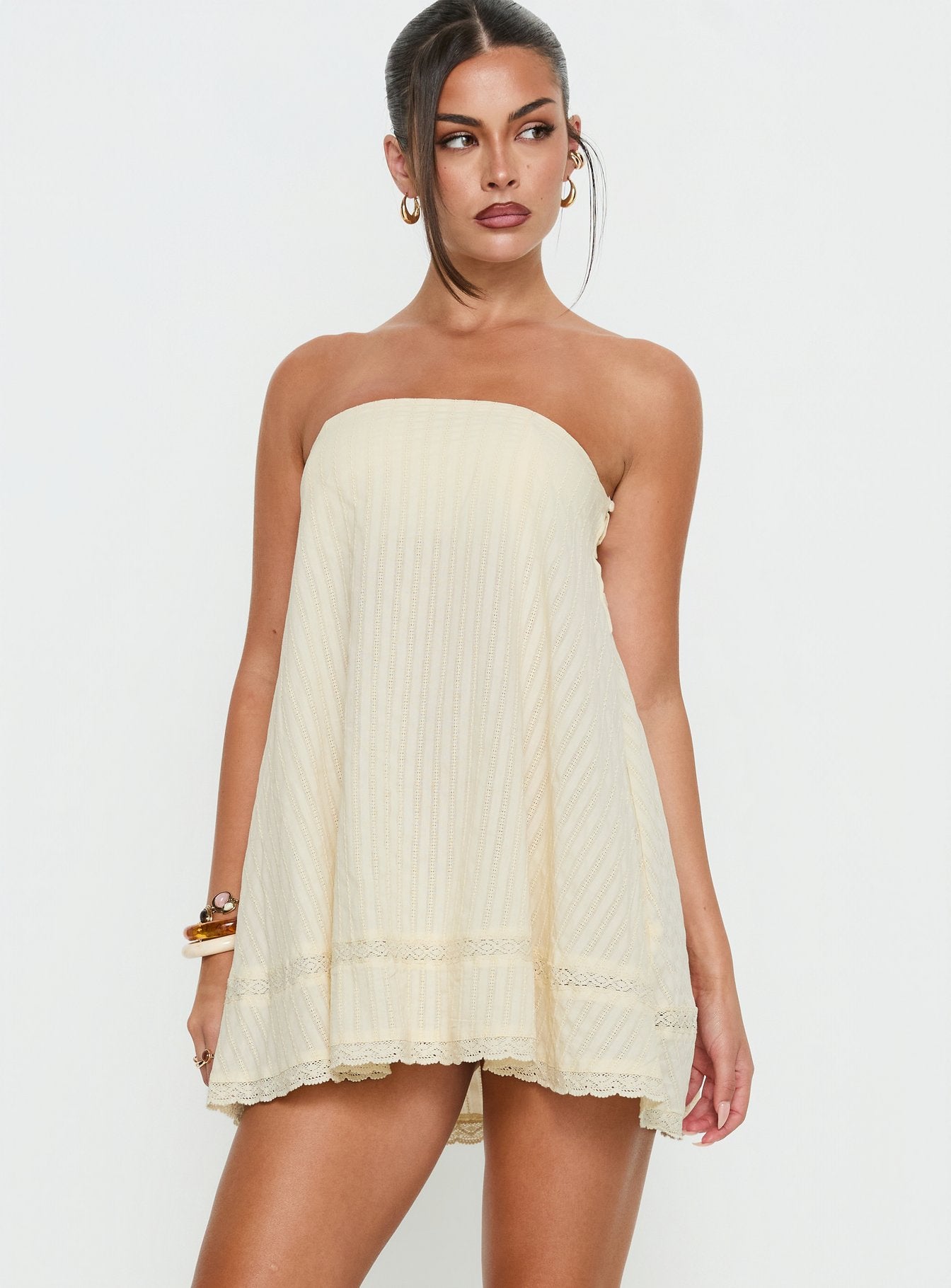 Alternative view of Gypsea Strapless Swing Mini Dress Butter Yellow