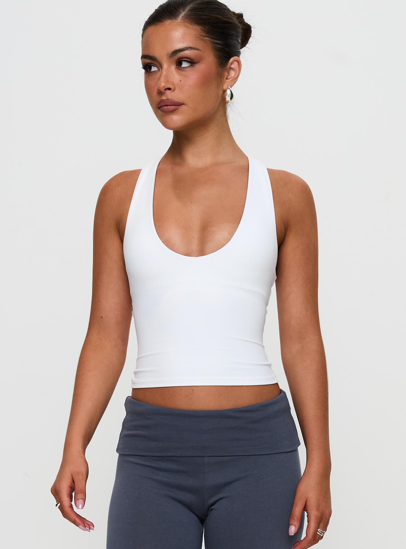 Alternative view of Fast Track Longline Active Tank Top White