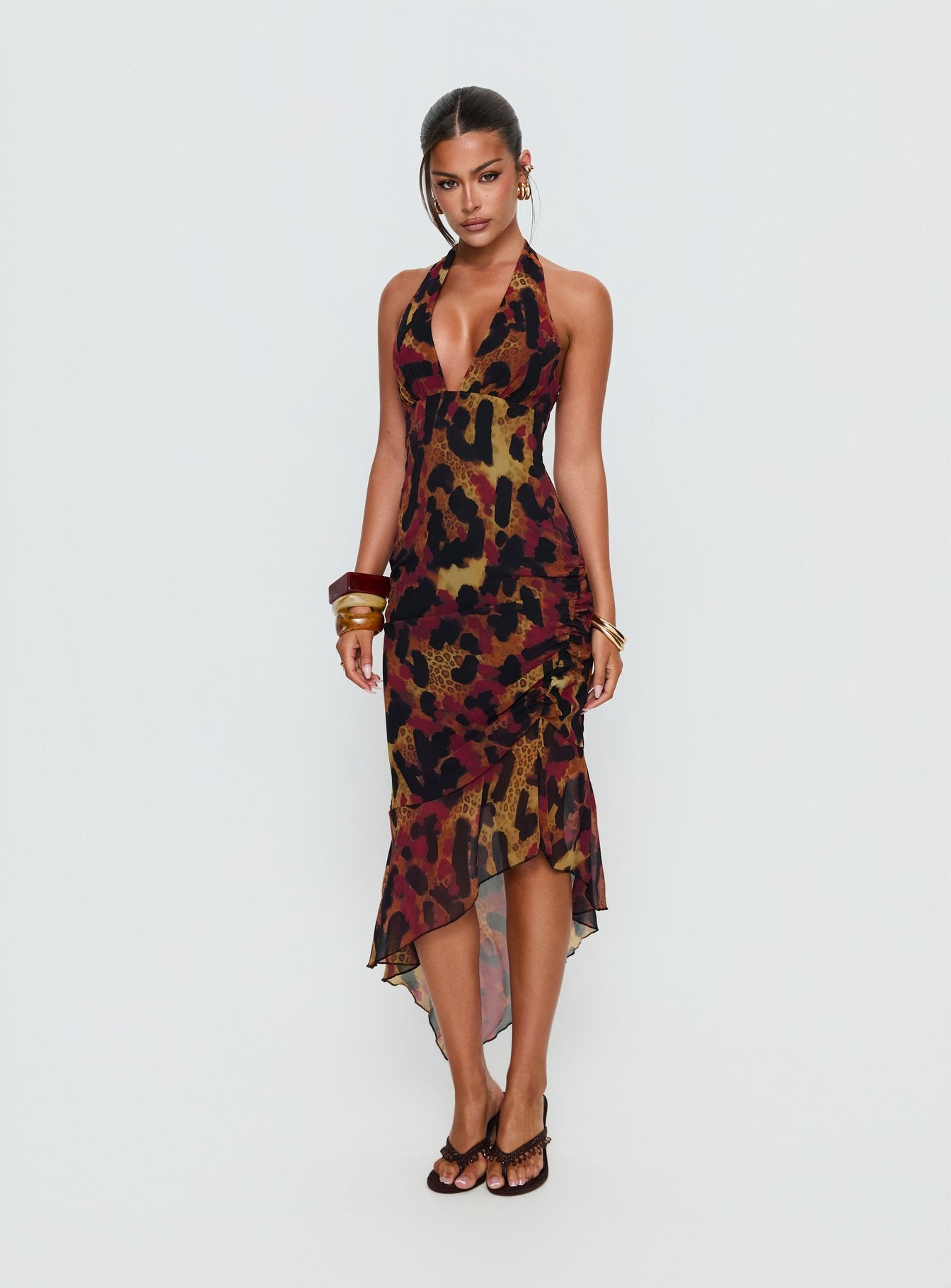 Alternative view of Katriona Halter Asymmetrical Maxi Dress Leopard Multi