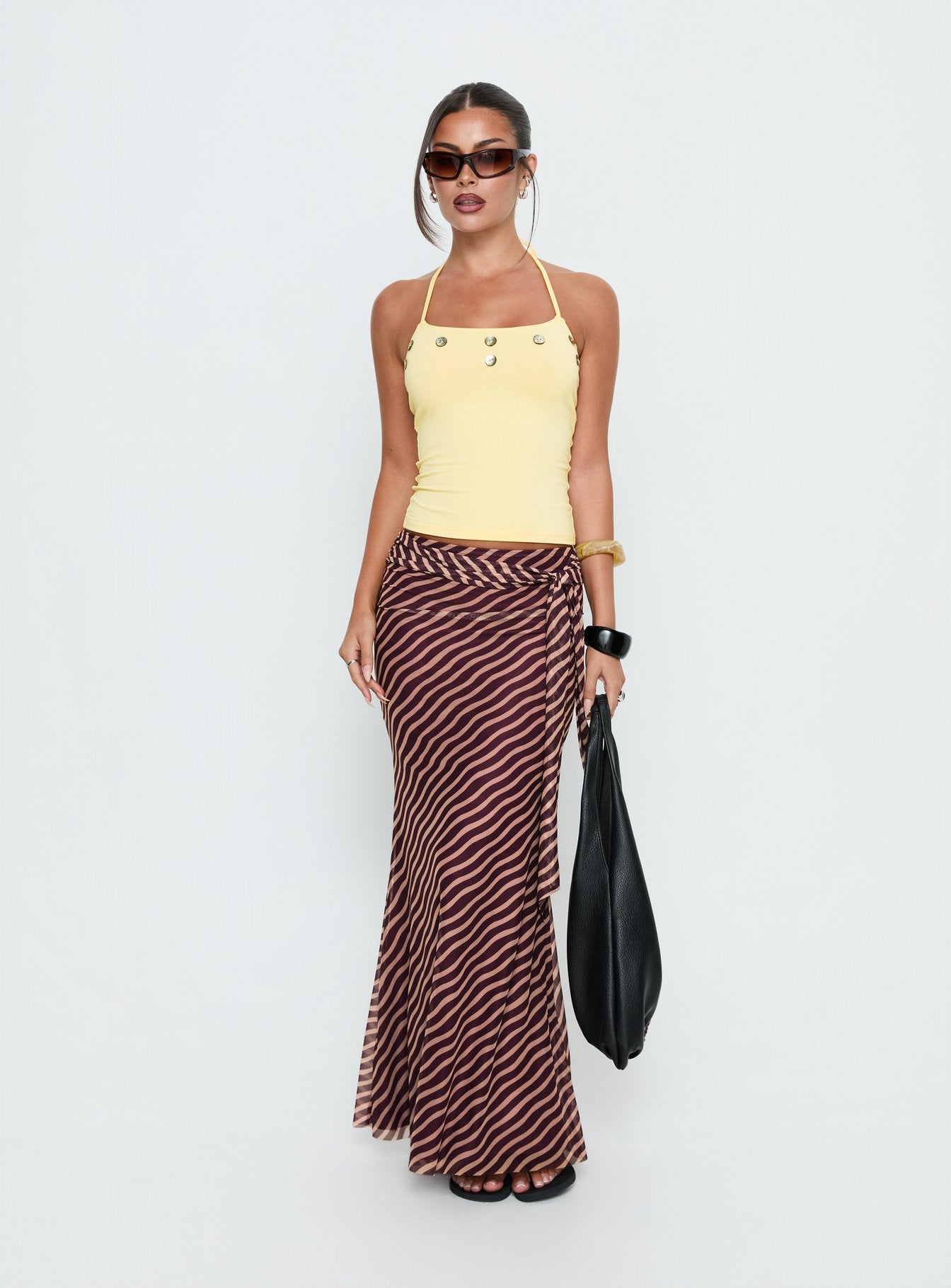 Alternative view of Caviar Tie Maxi Skirt Brown Stripe