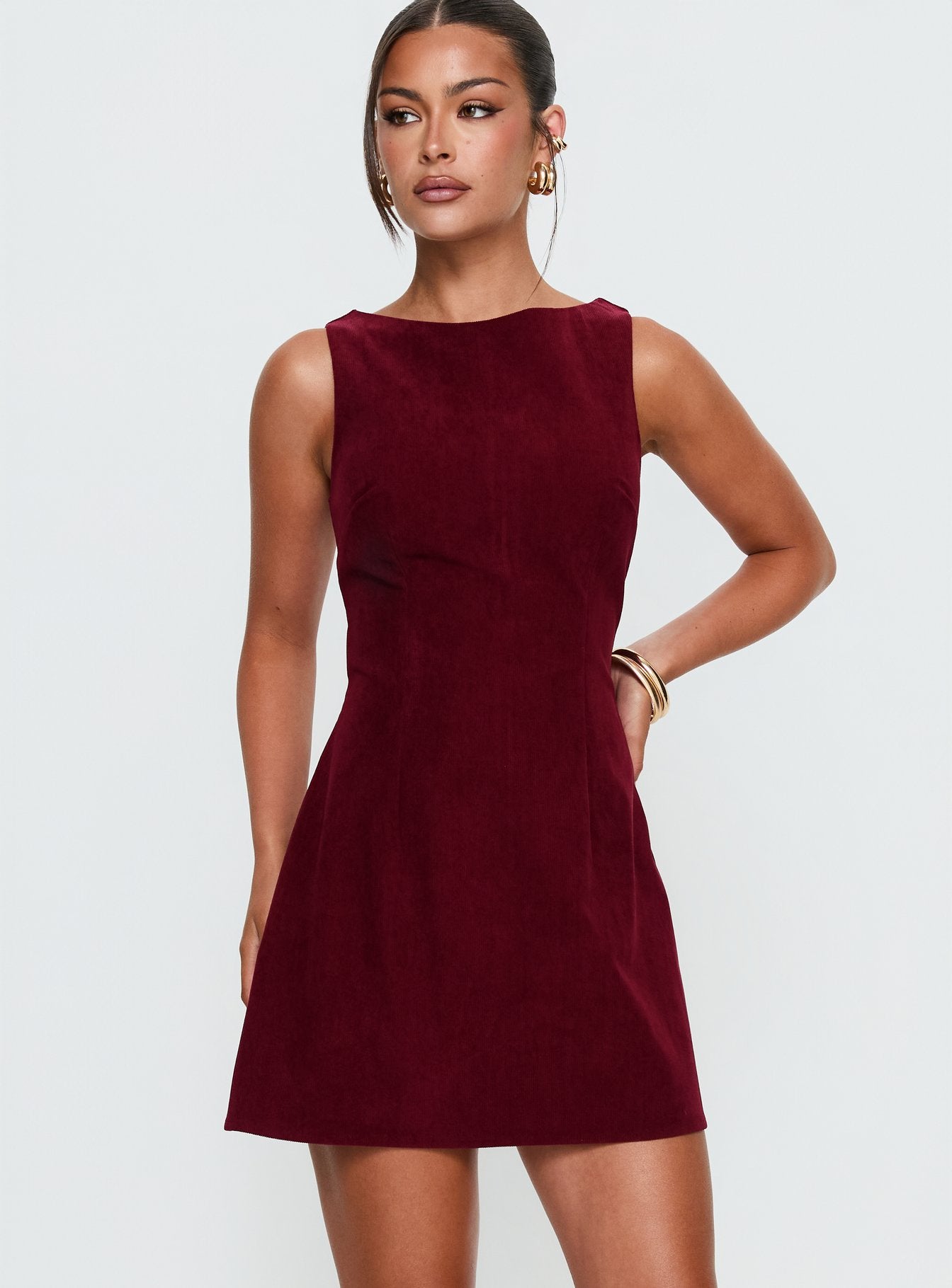 Alternative view of Alfalfa Corduroy Mini Dress Cherry