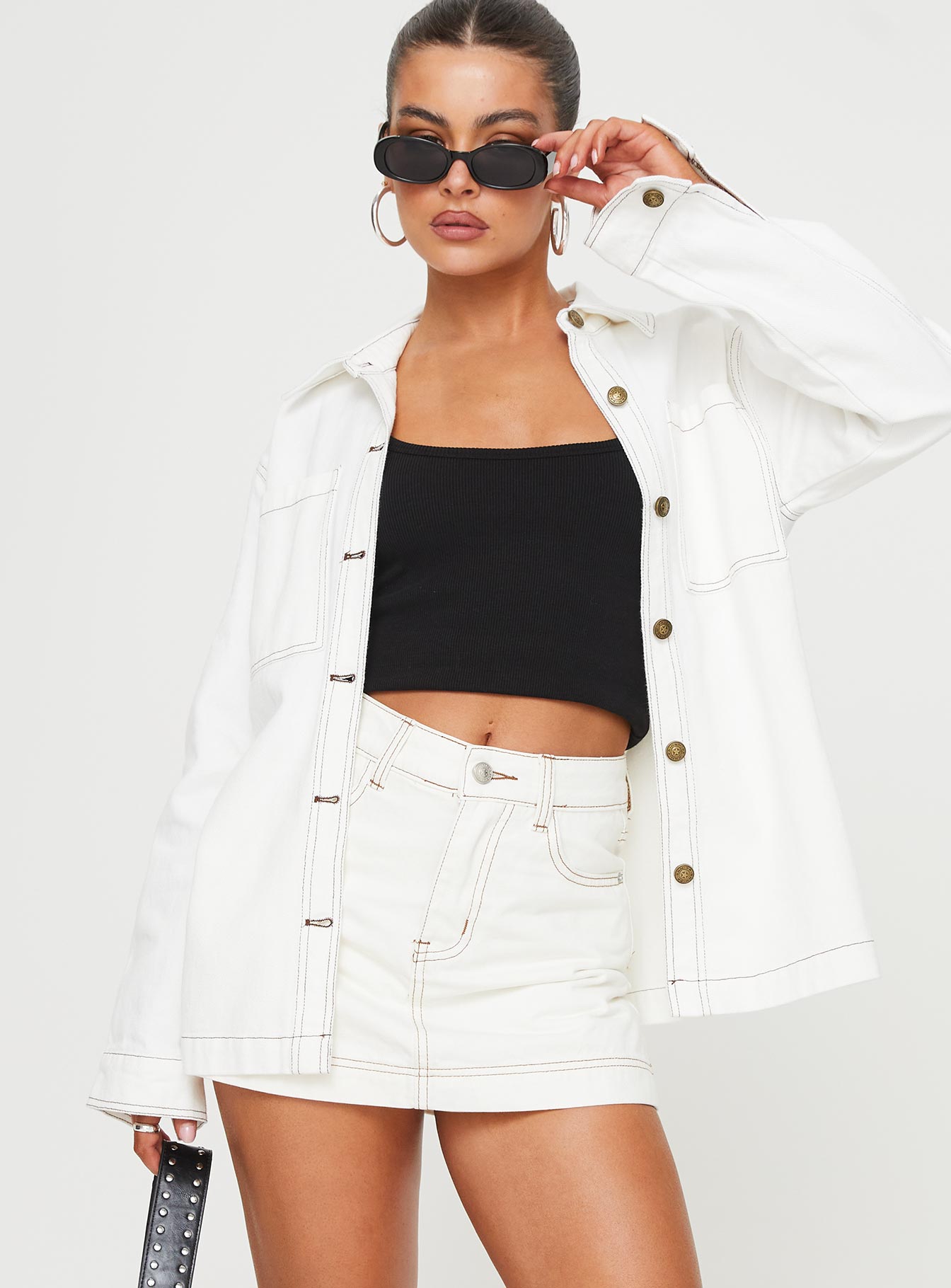 Alternative view of Katlynne Denim Mini Skort White