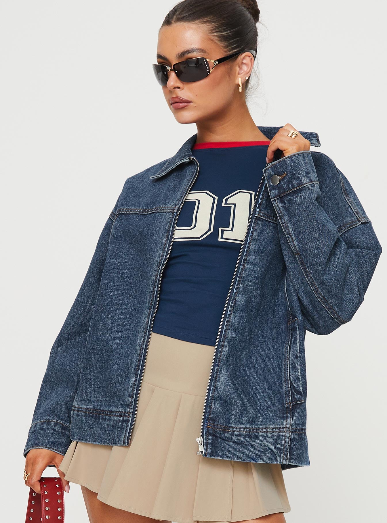 Alternative view of Goldsmith Denim Bomber Jacket Mid Wash