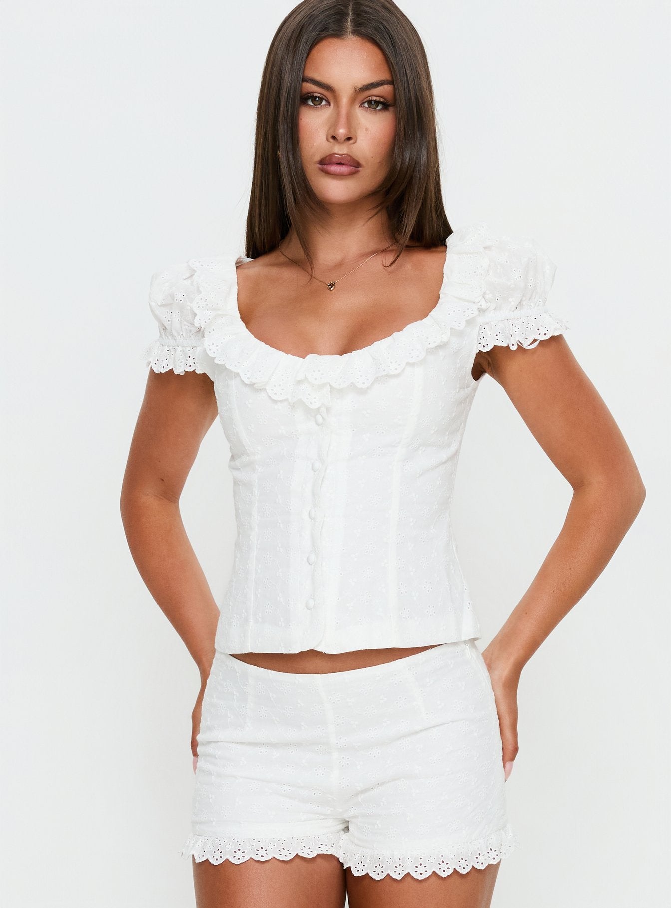 Alternative view of Caily Frill Short Sleeve Top White