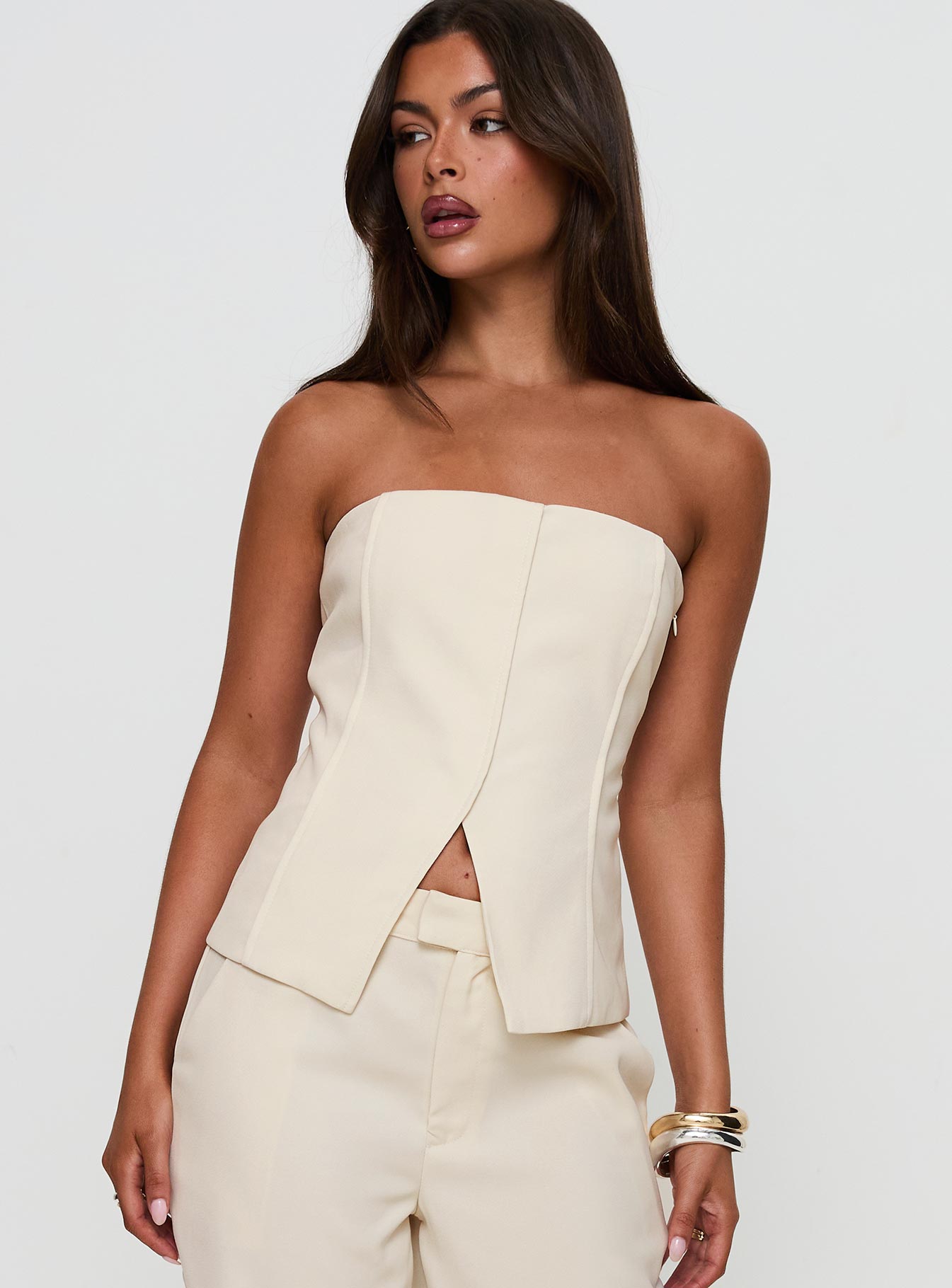 Alternative view of Lavish Living Strapless Top Cream Petite
