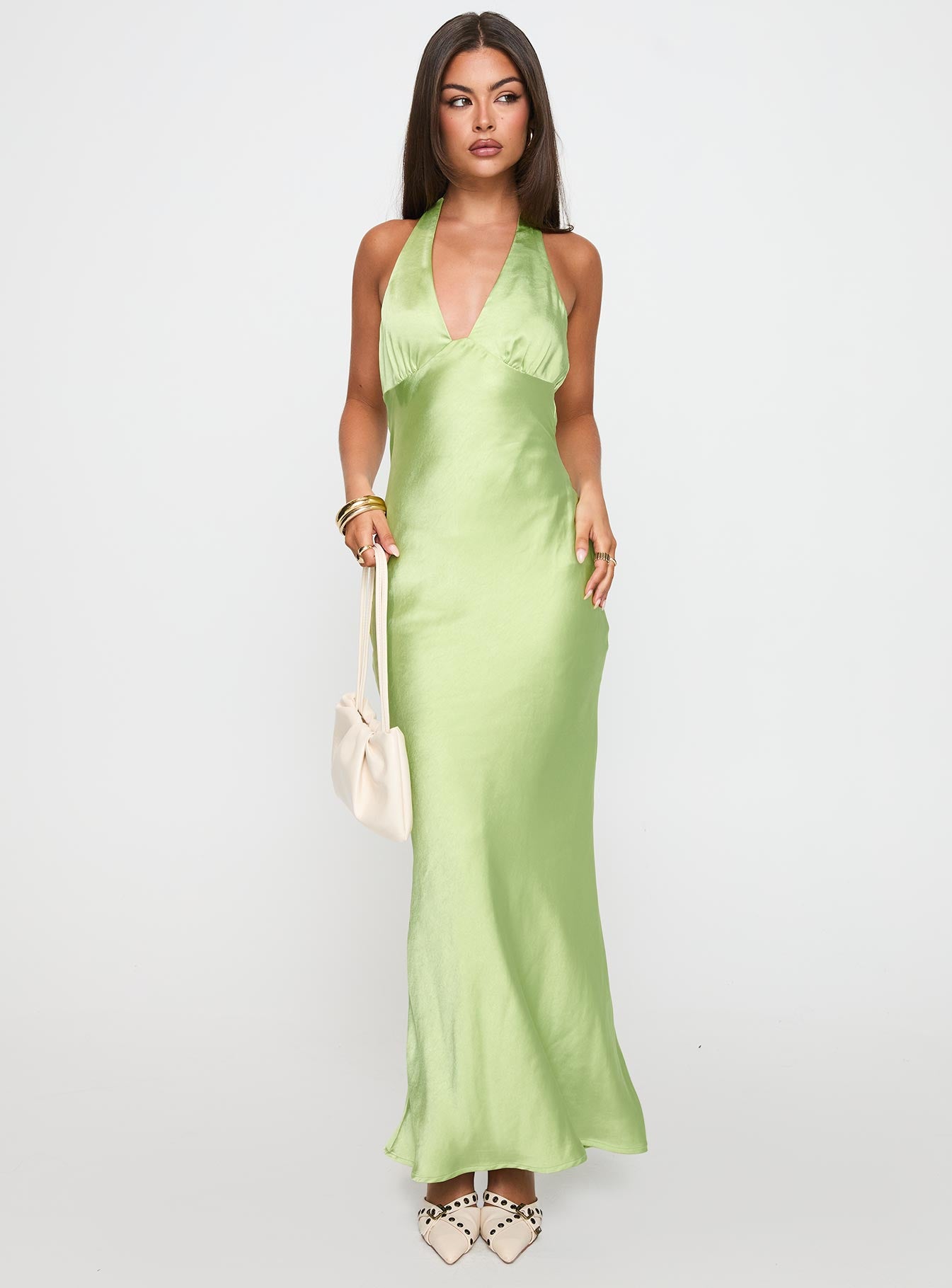 Gloriana Halter Maxi Dress Green - Image 2