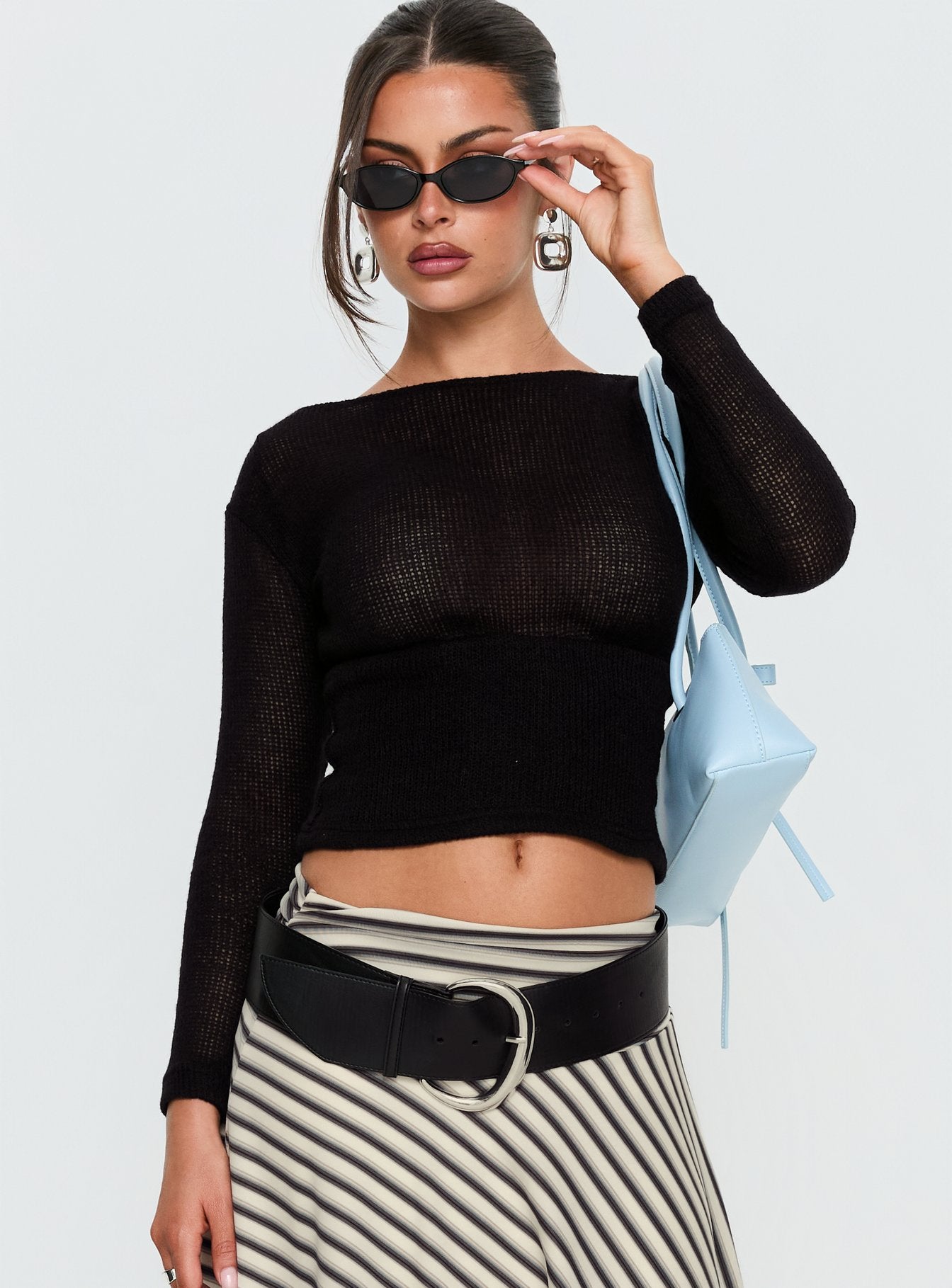 Alternative view of Eladia Cinched Long Sleeve Top Black