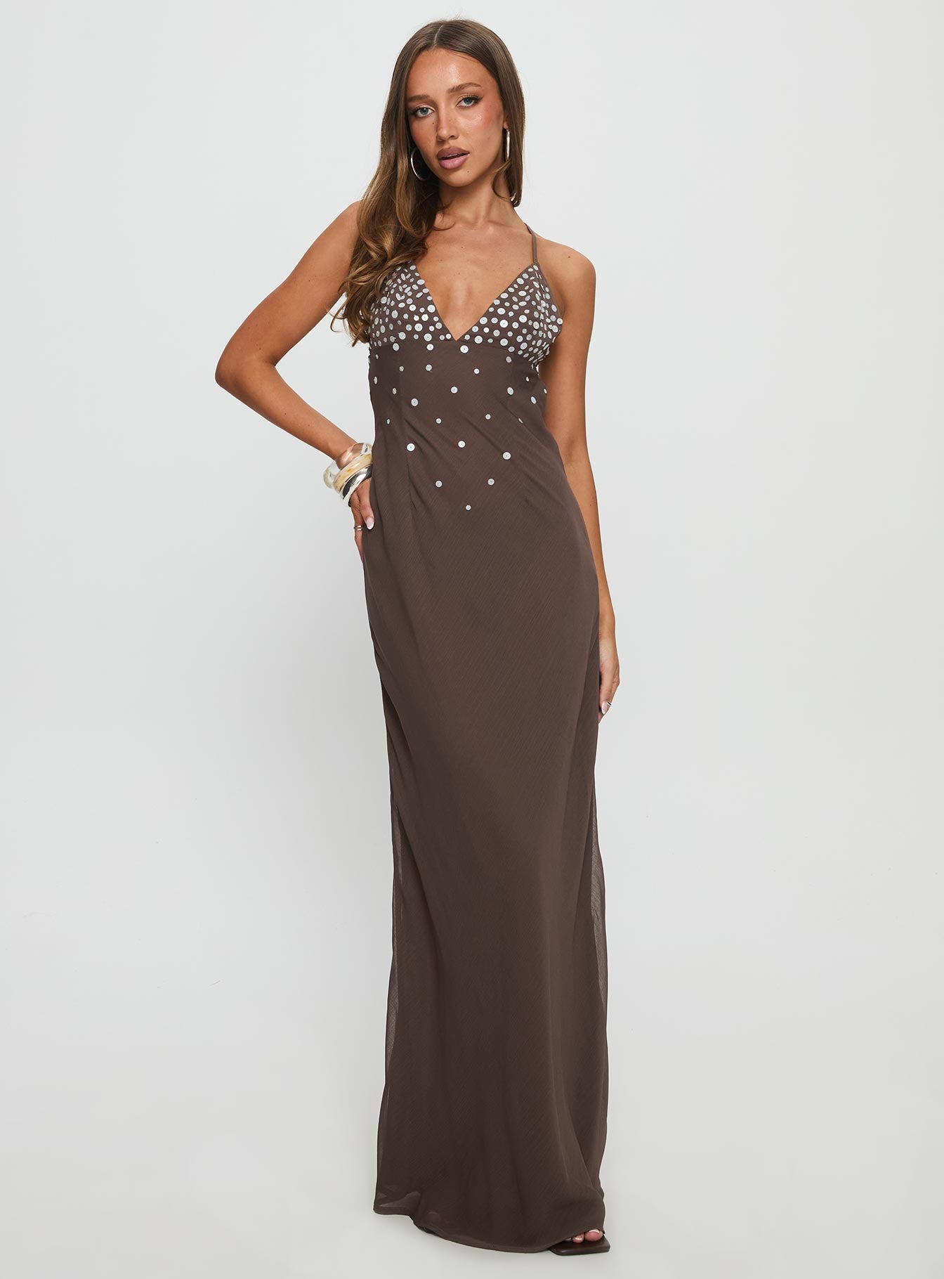 Alternative view of Dannelle Sequin Maxi Dress Brown