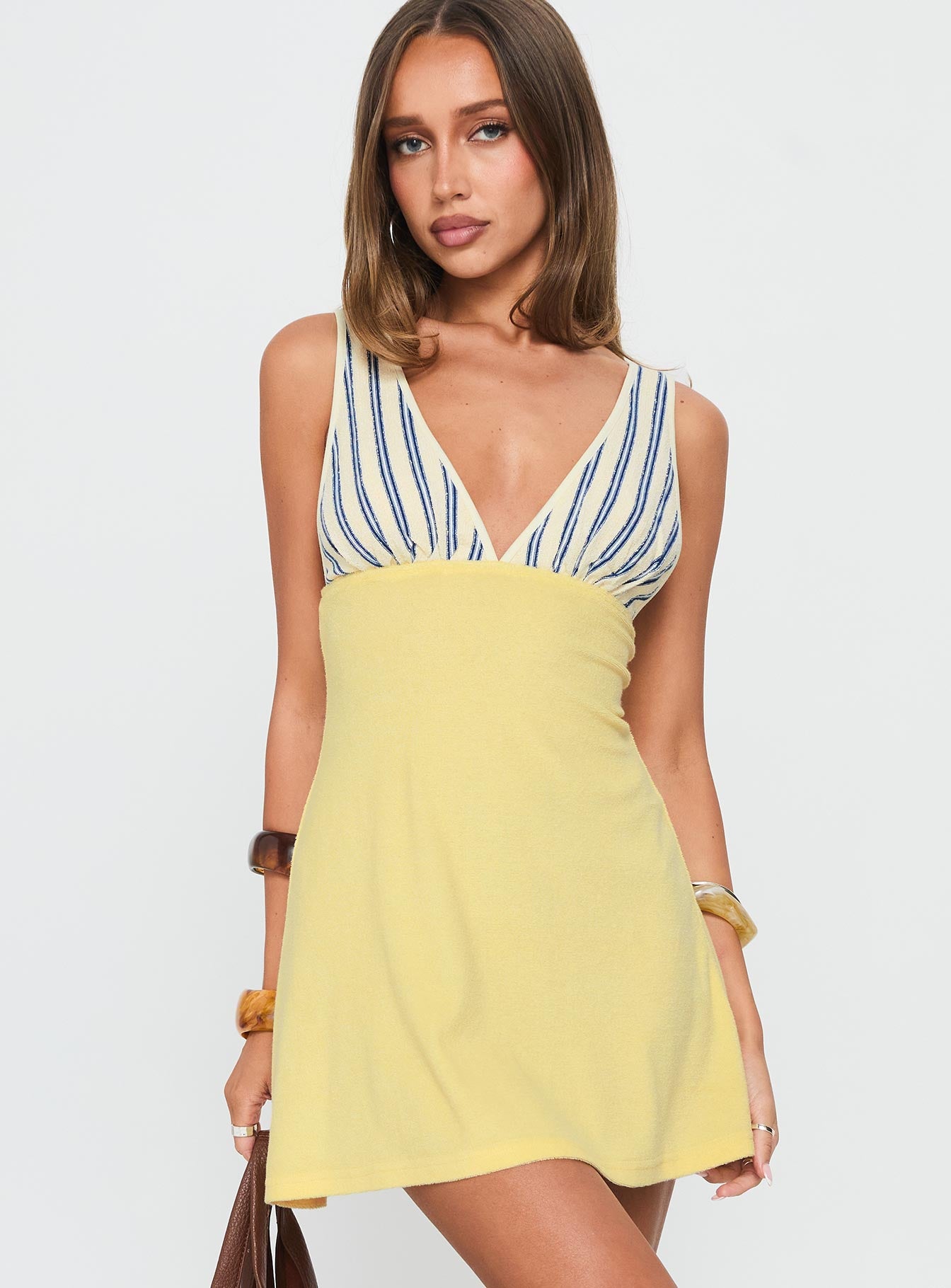 Alternative view of Aydenn Contrast Plunge Mini Dress Multi