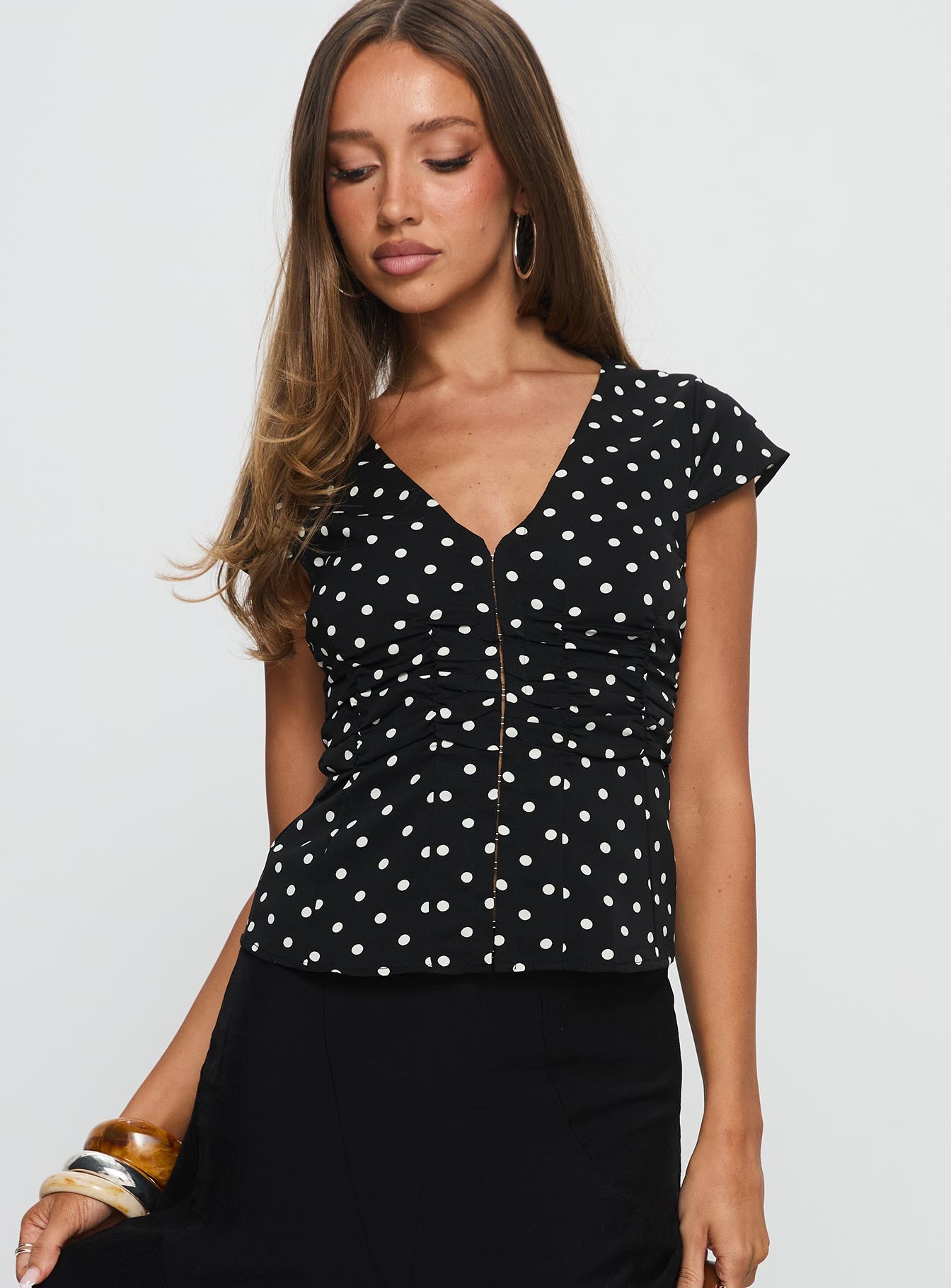Alternative view of Indulgence Corset Top Black Polka Dot