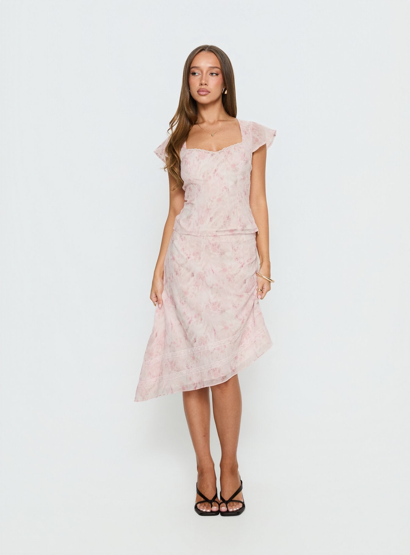 Alternative view of Avaline Asymmetrical Midi Skirt Pink