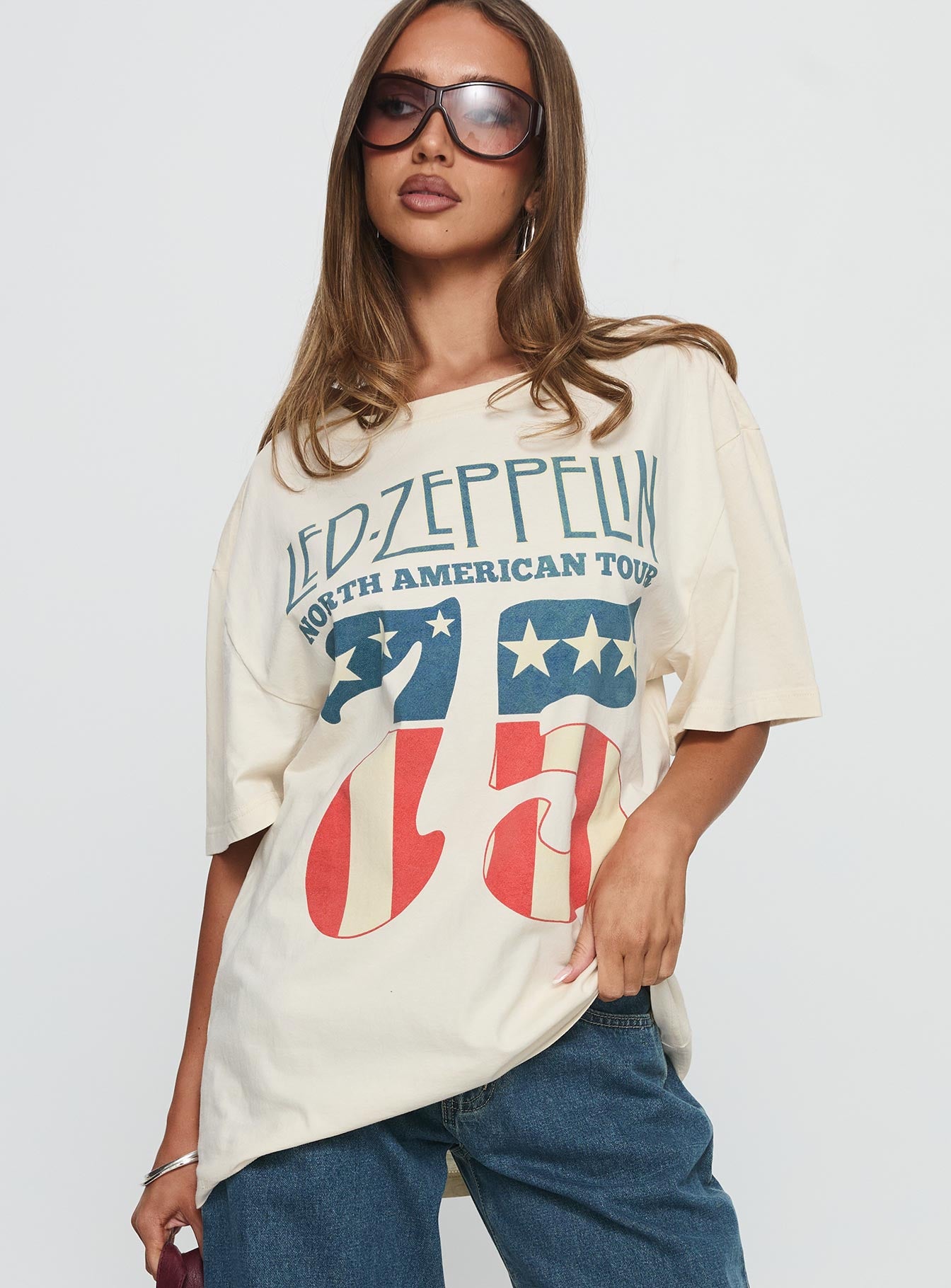 Alternative view of 4Th July Led Zepplin Oversized Tee White