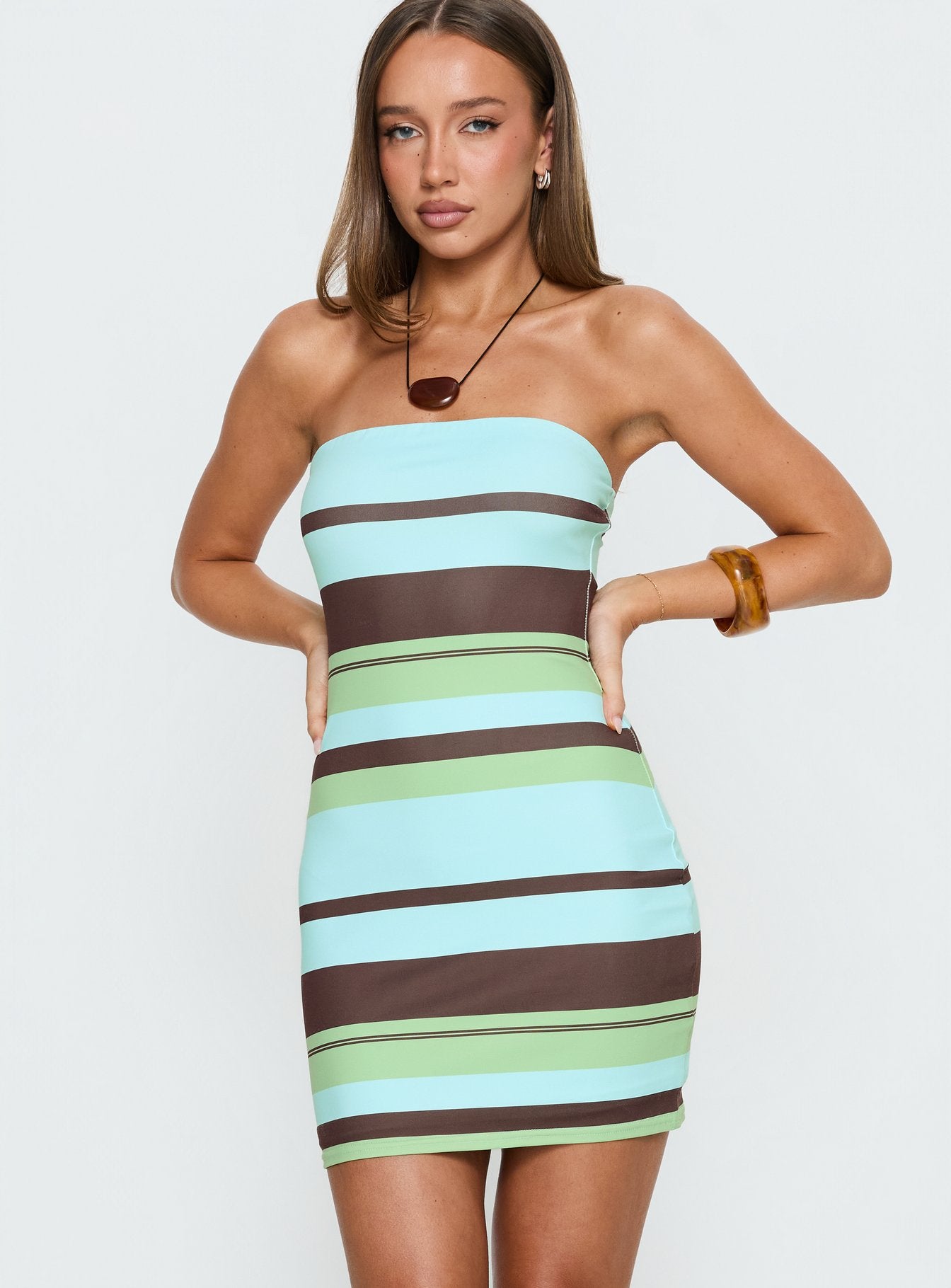 Alternative view of Benetta Strapless Mini Dress Green Stripe