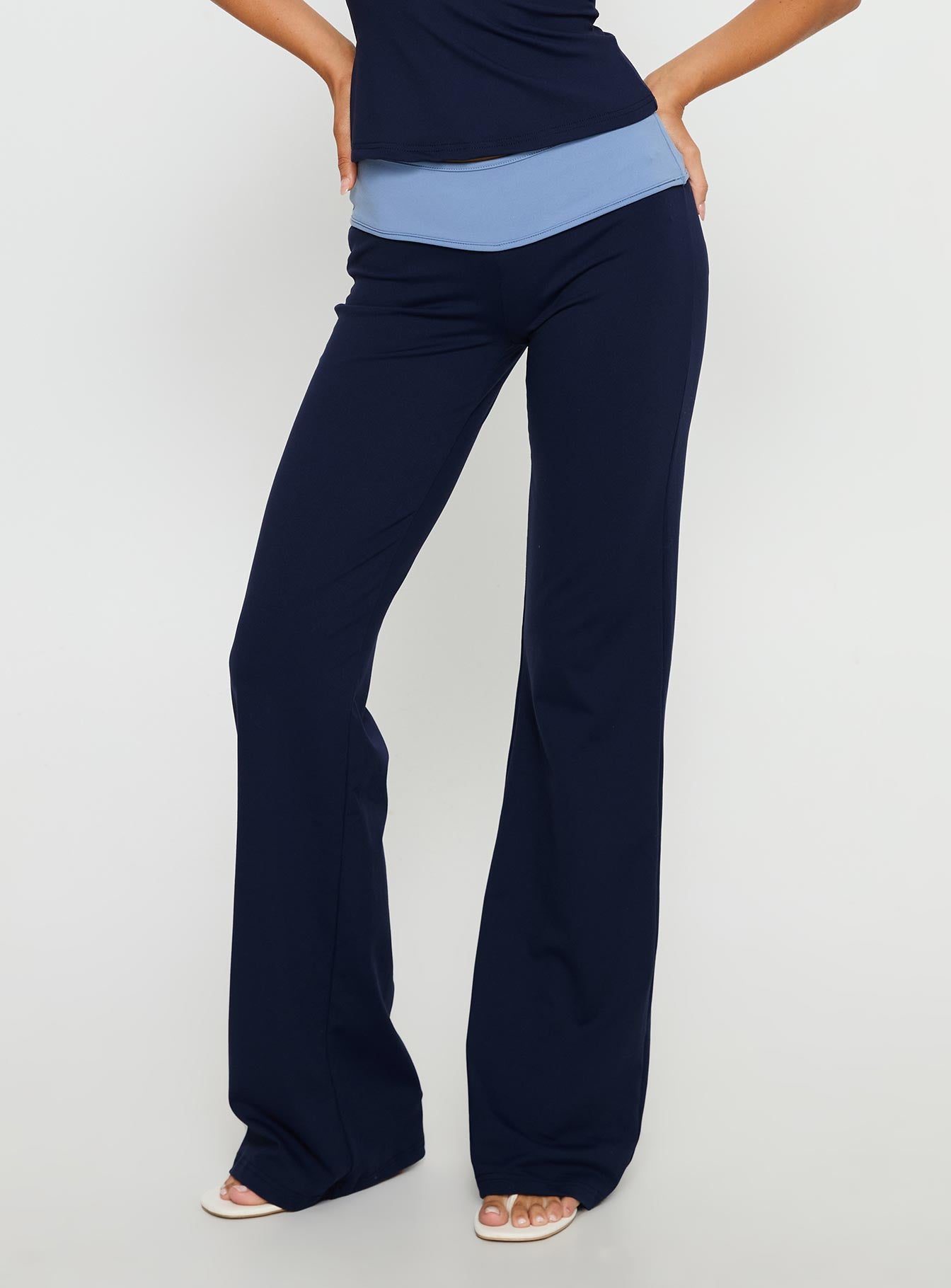 Alternative view of Kobee Jersey Flare Pants Navy / Light Blue