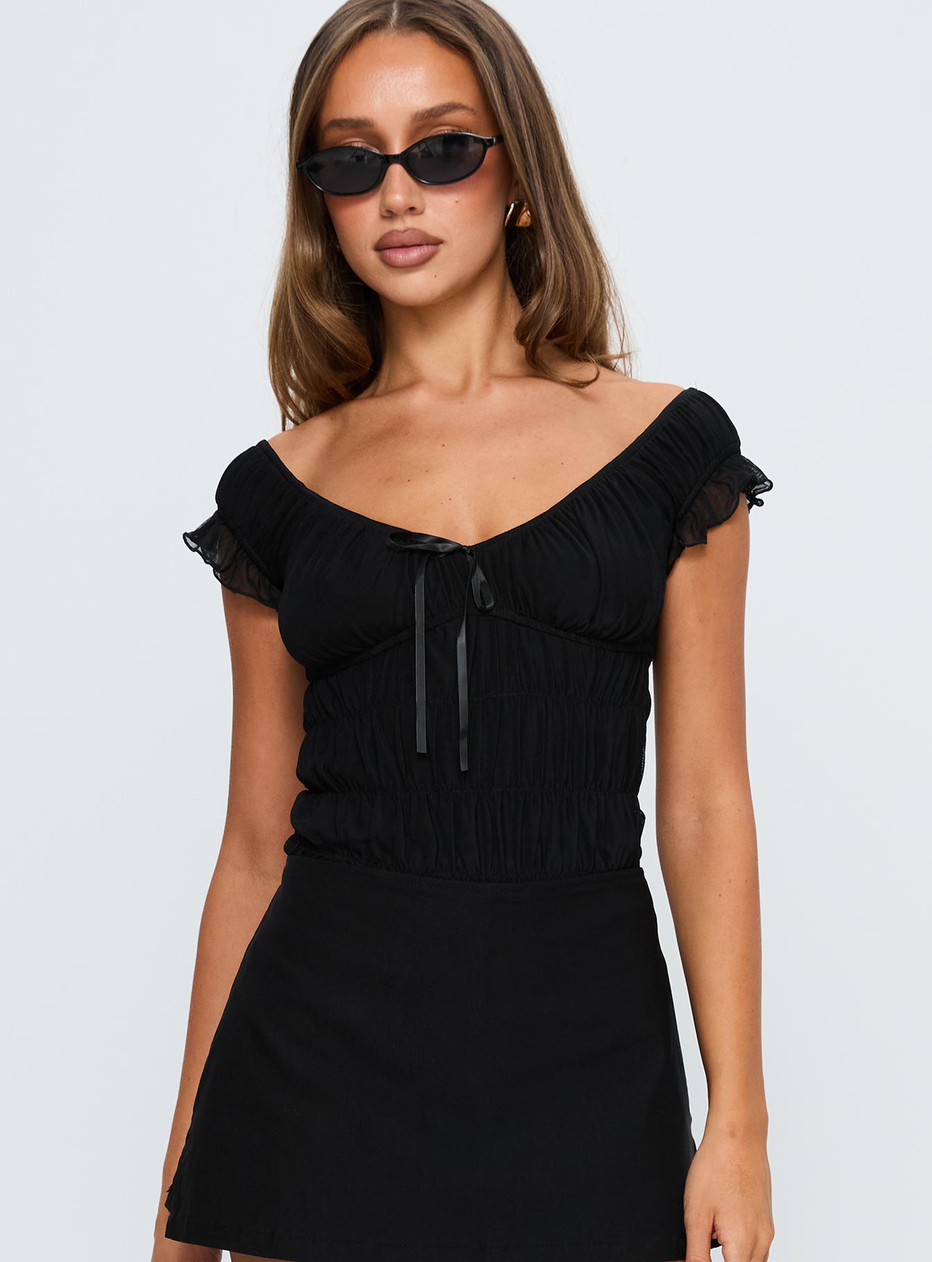 Alternative view of Ahead Of Myself Off Shoulder Bodysuit Black