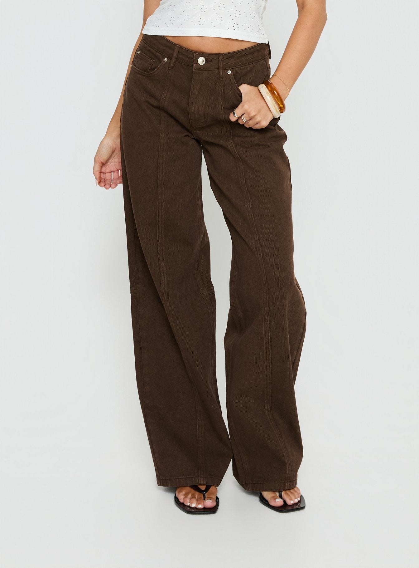Alternative view of Lando Low Rise Straight Leg Jeans Chocolate