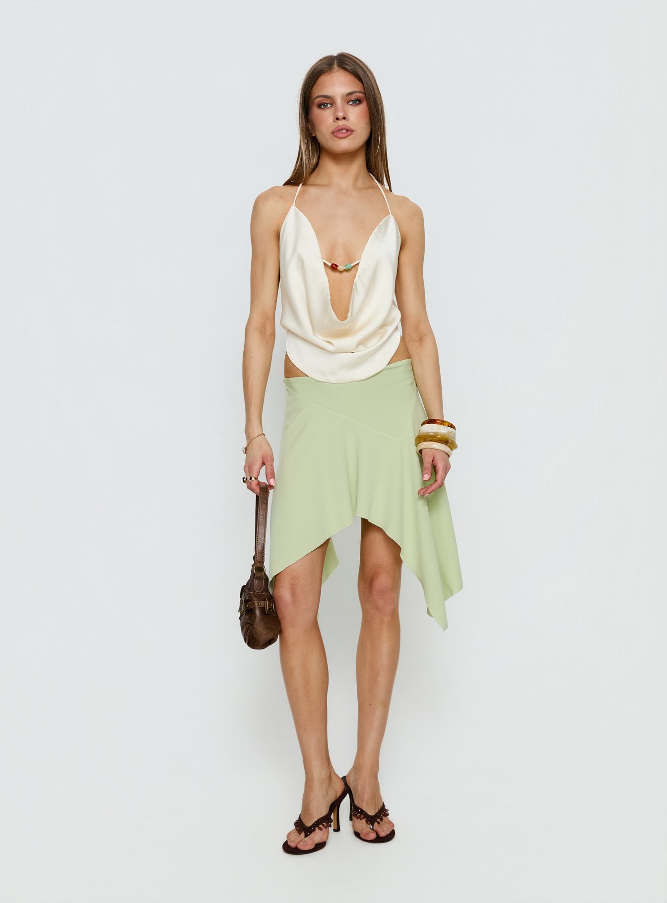 Alternative view of Daelen Waterfall Midi Skirt Mint