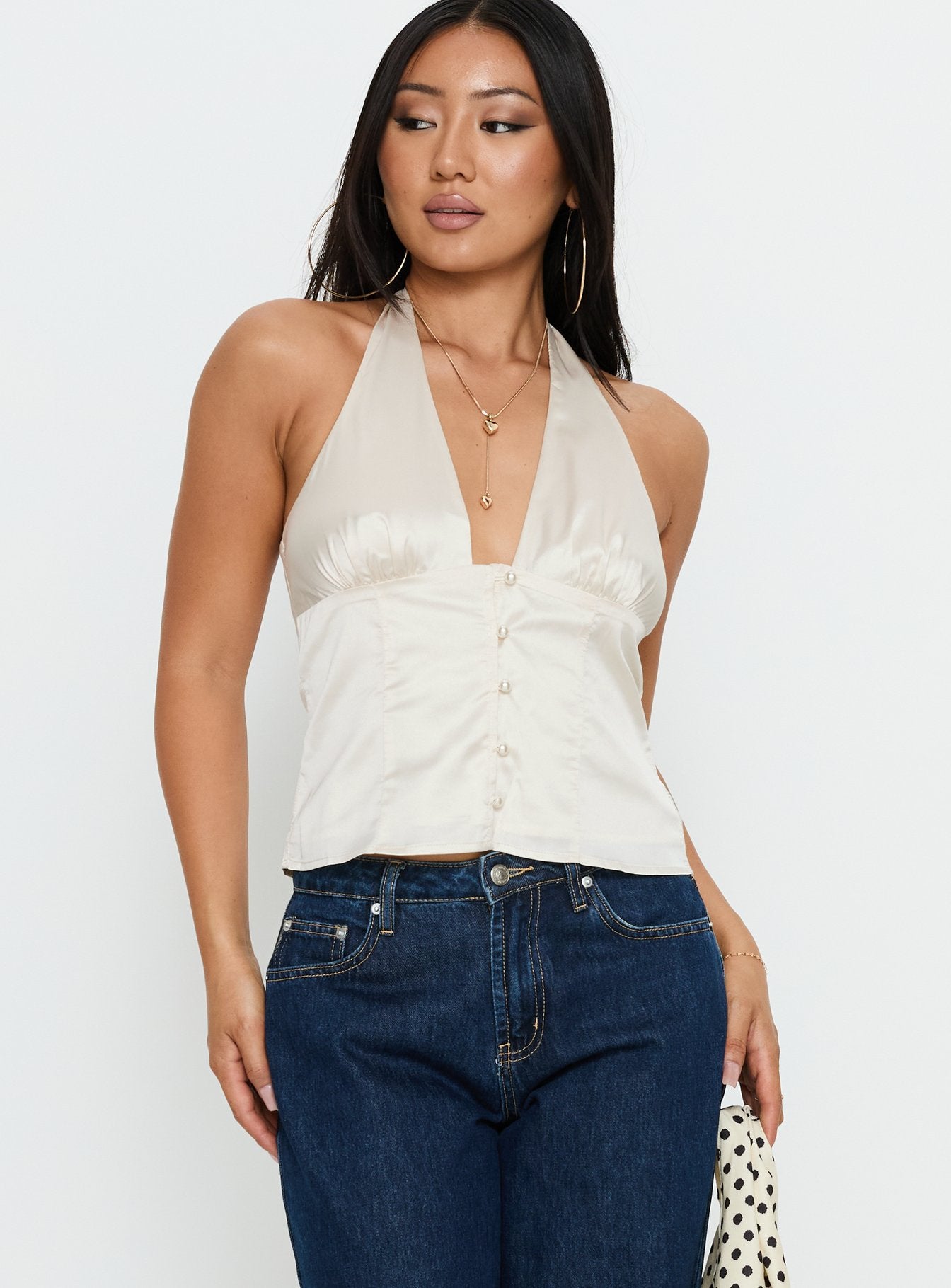 Isolda Satin Halter Top Cream - Image 2