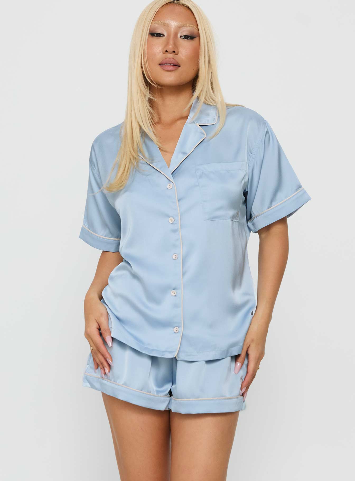 Alternative view of Hibernate Sleep Satin Set Blue