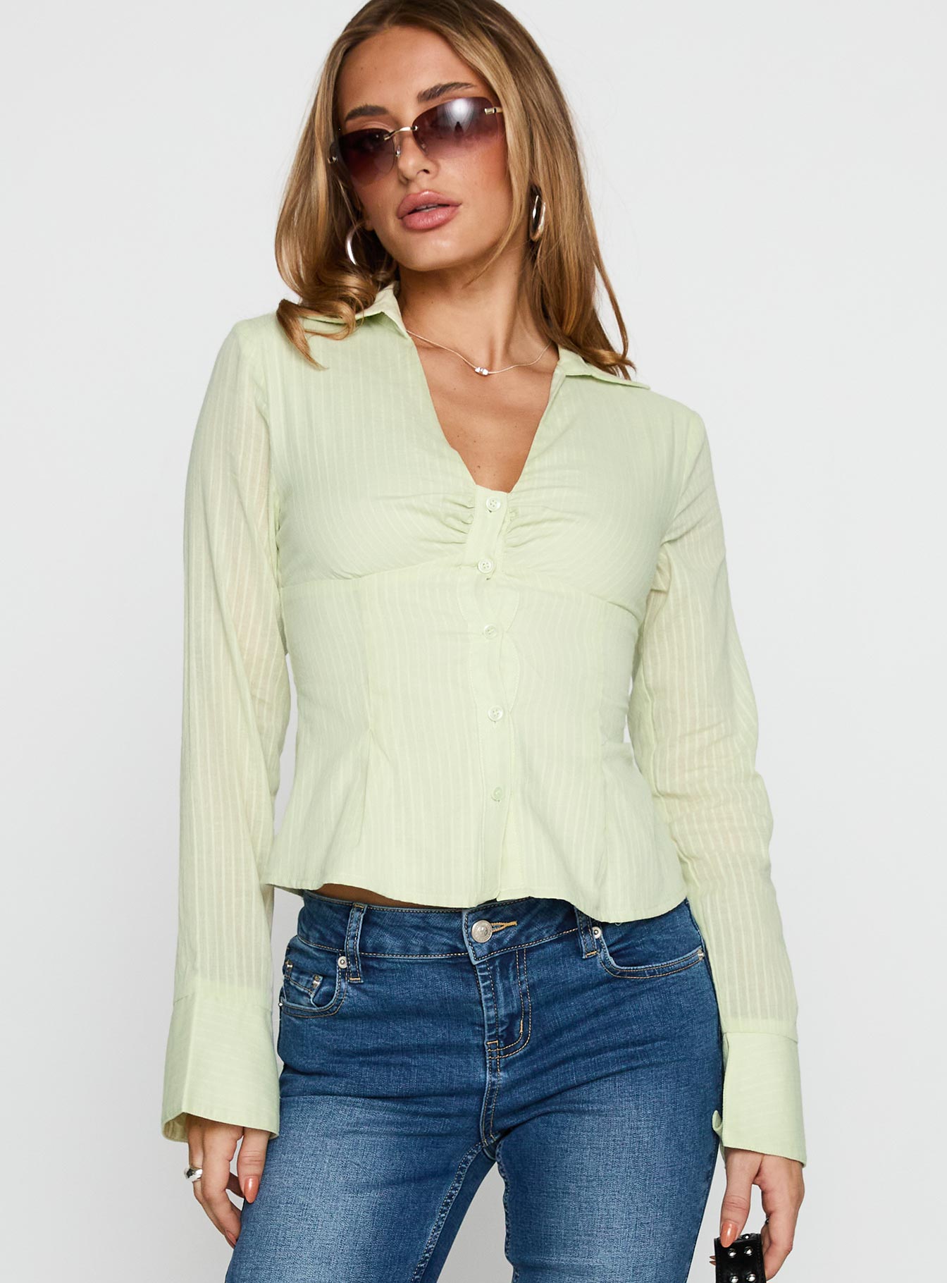 Elowenn Long Sleeve Top Green - Image 2